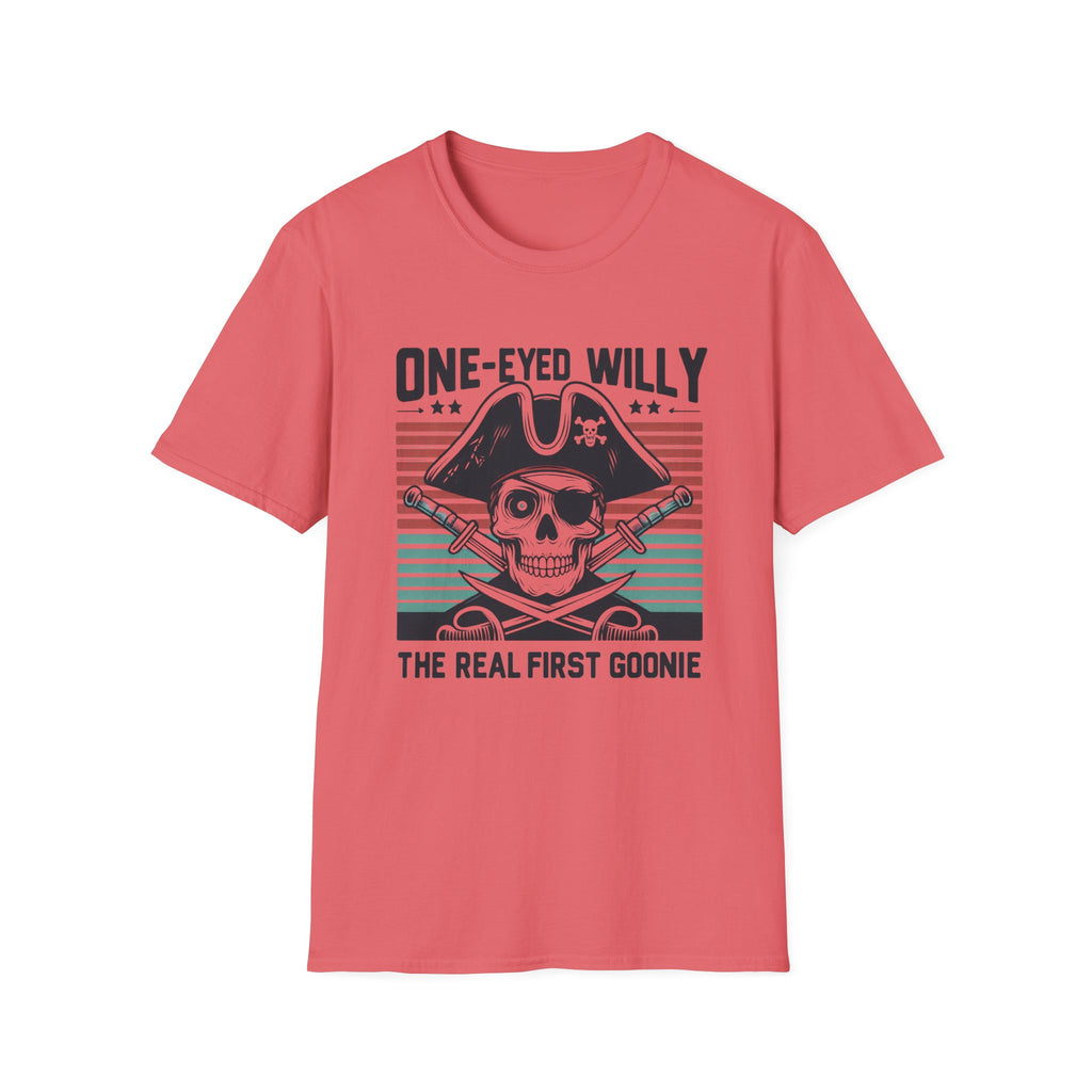 One-Eyed Willy Skull T-Shirt — Vintage Pirate 'The Real First Goonie' Tee