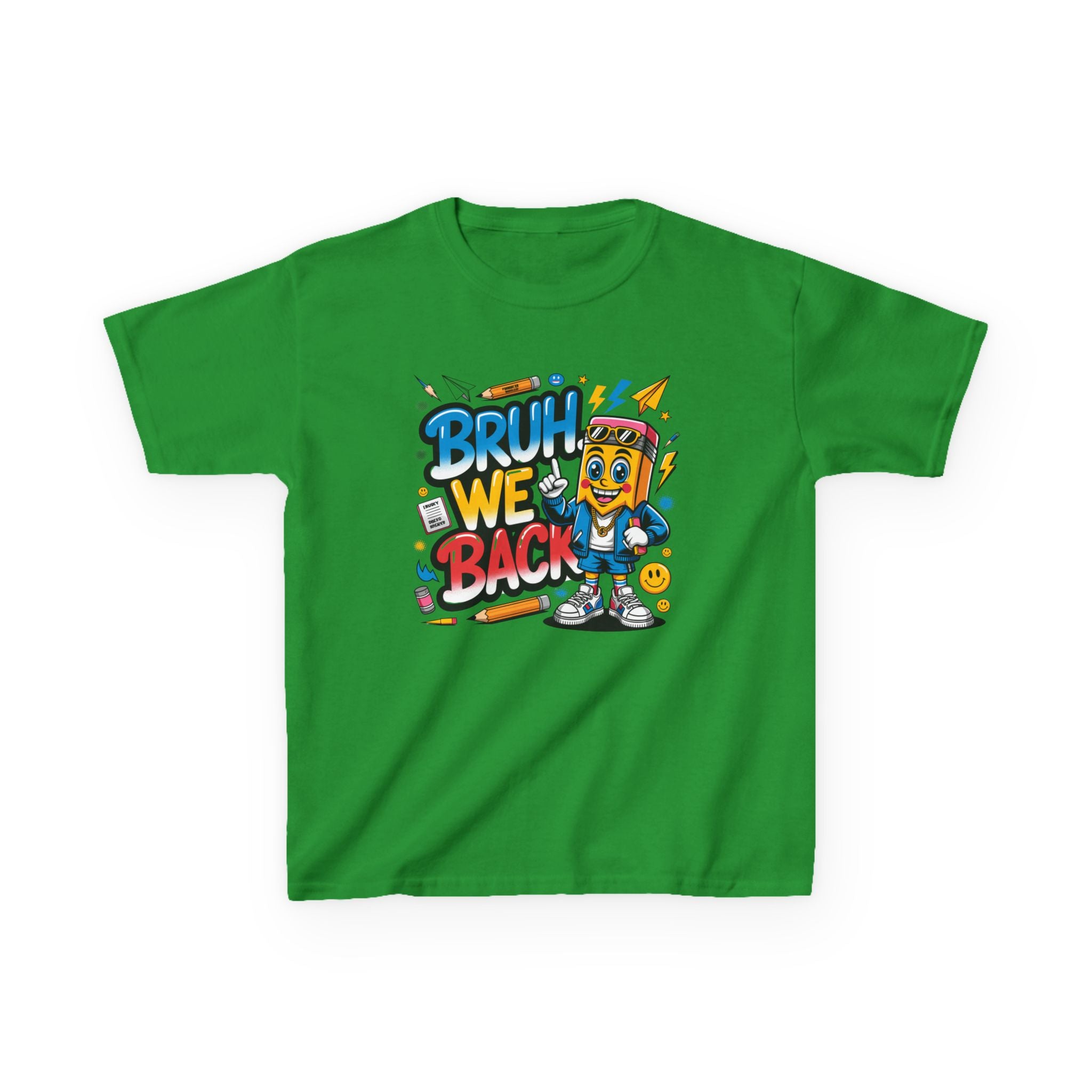 Kids Tee — "Bruh We Back" Retro Cartoon Graphic Shirt