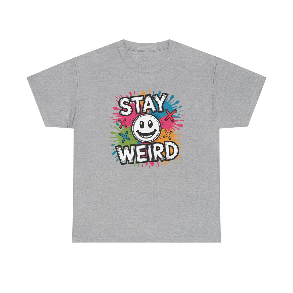 Stay Weird T-Shirt – Colorful Smiley Graphic Tee