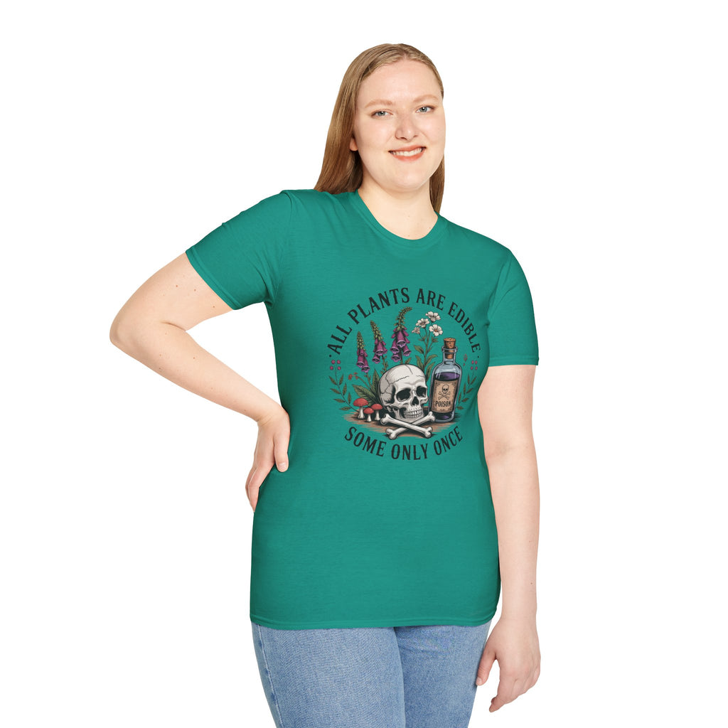 All Plants Are Edible T-Shirt — Botanical Skull & Apothecary Graphic Tee