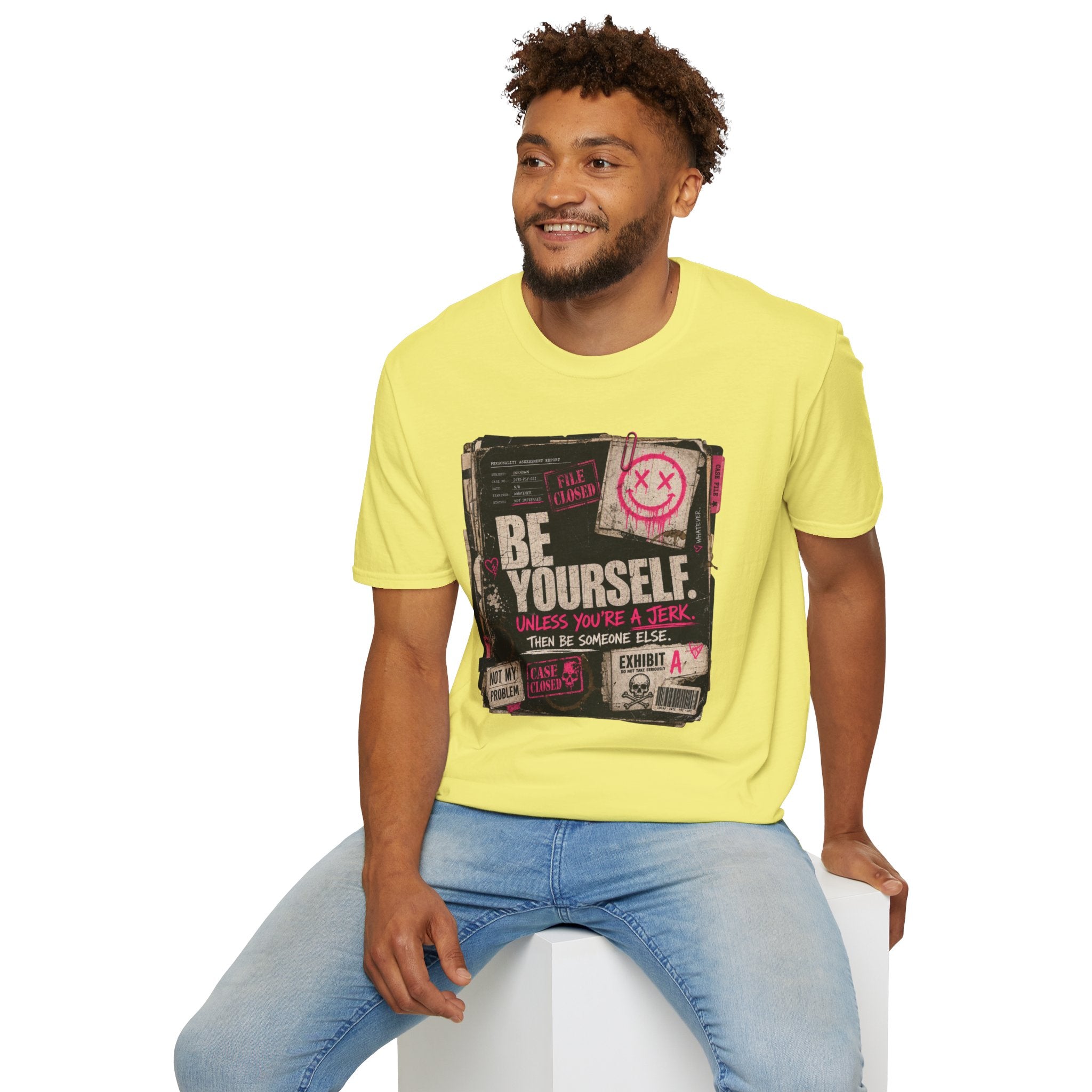 T‑Shirt — 'Be Yourself' Vintage Grunge Graphic Tee (Be Yourself, Unless You’re a Jerk)