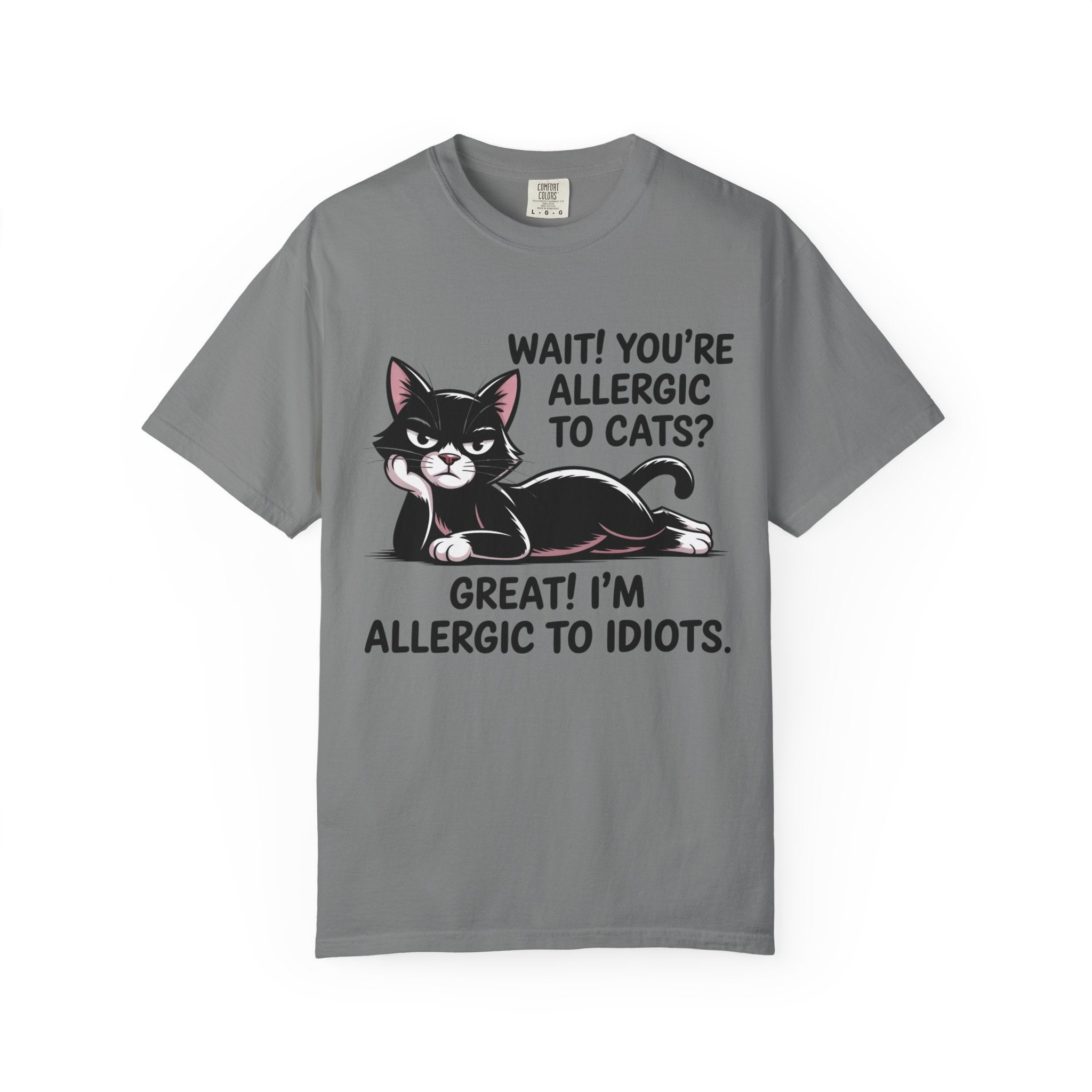 Funny Cat Lover T-Shirt — Allergic to Idiots Humor Gift Tee for Cat Moms