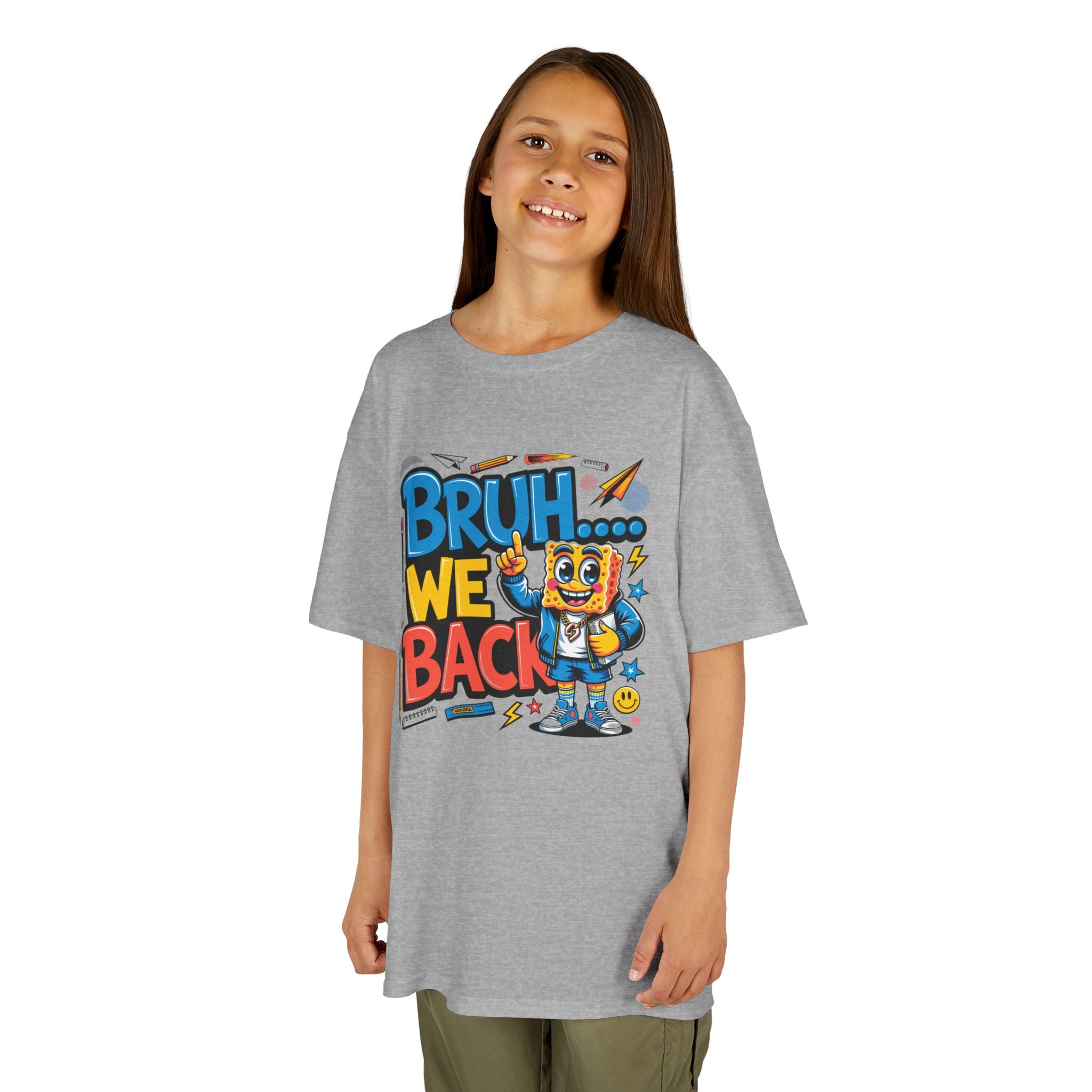 Kids Tee — "Bruh... We Back" Cartoon Sponge Graphic