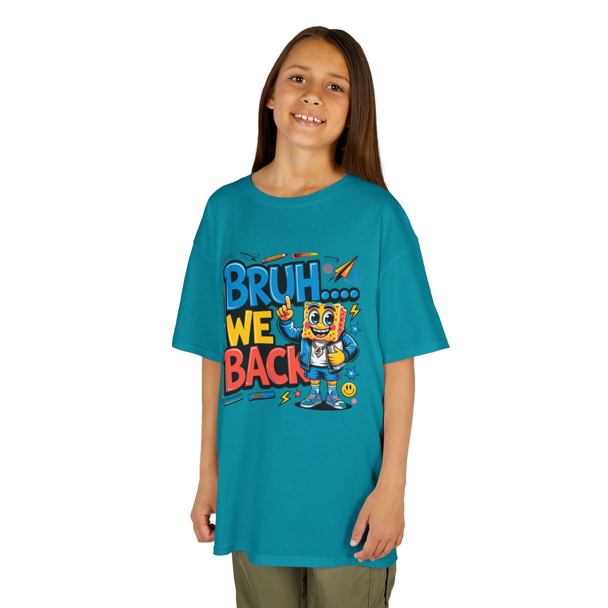 Kids Tee — "Bruh... We Back" Cartoon Sponge Graphic