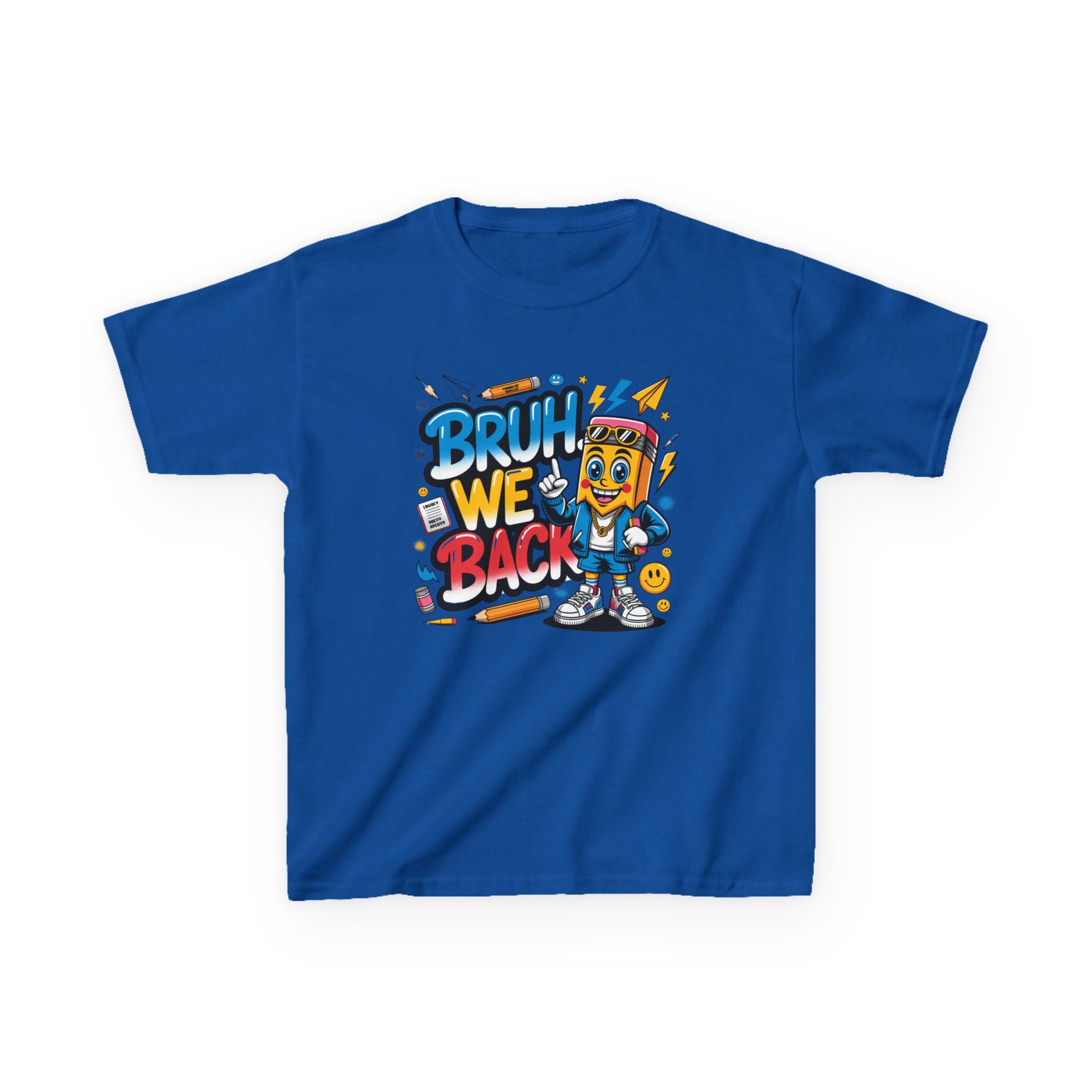 Kids Tee — "Bruh We Back" Retro Cartoon Graphic Shirt