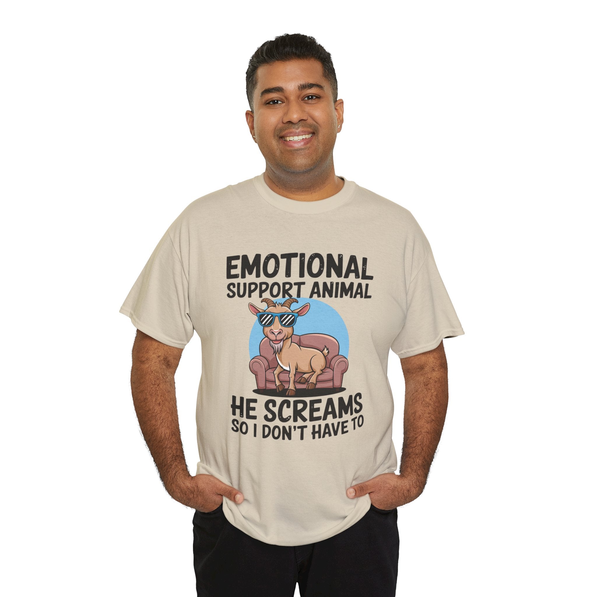 Funny Goat T-Shirt — He Screams So I Don't Have To Emotional Support Animal Gift Tee
