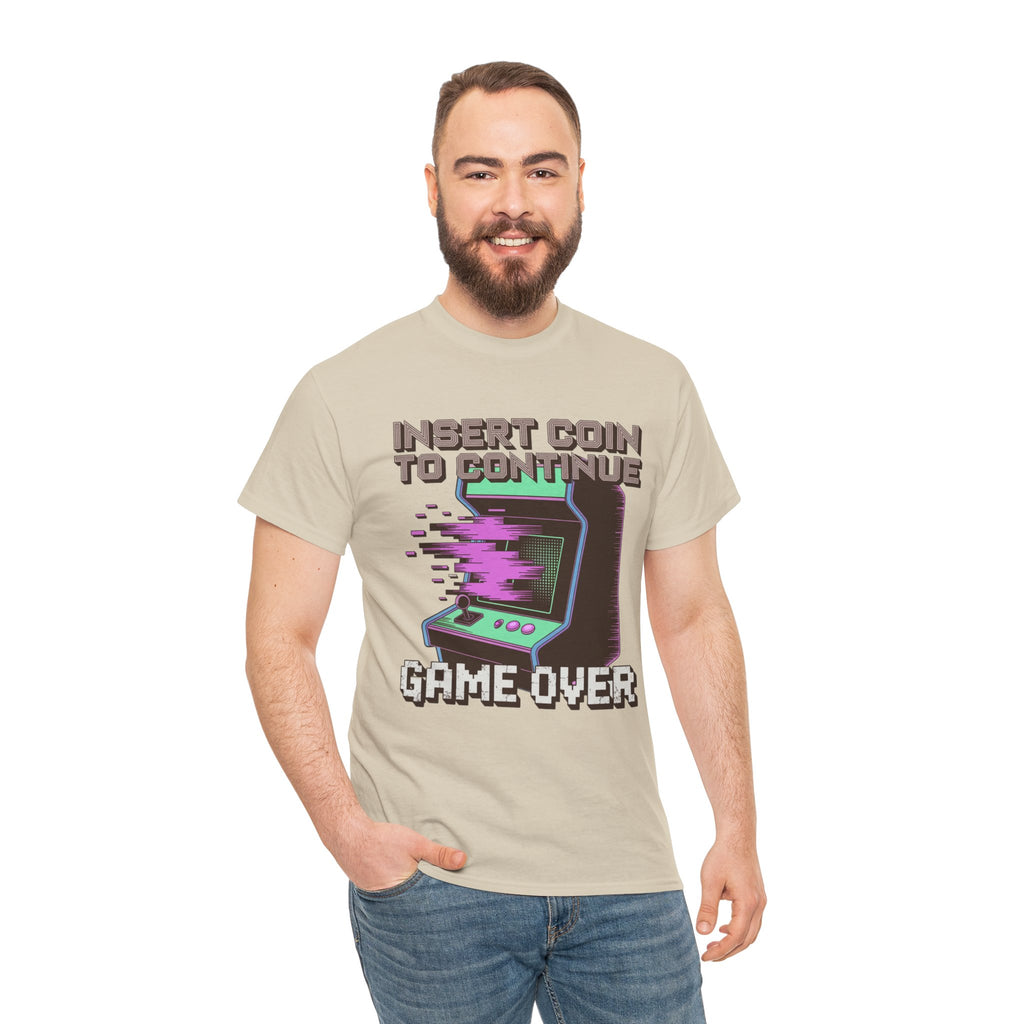Funny Gamer T-Shirt — Insert Coin to Continue Retro Arcade Gift Tee for Men Women