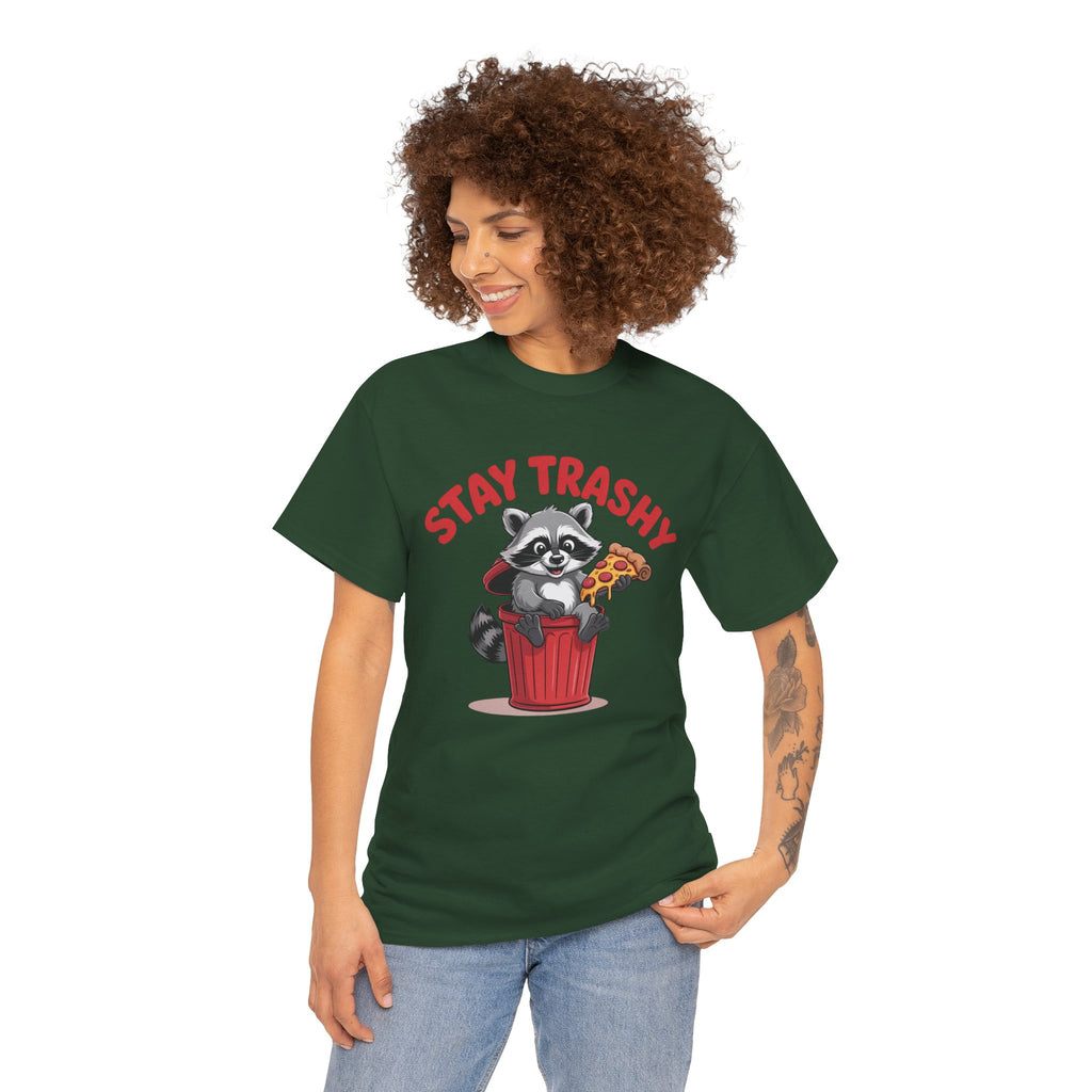 Funny Raccoon T-Shirt — Stay Trashy Humor Gift Tee for Women