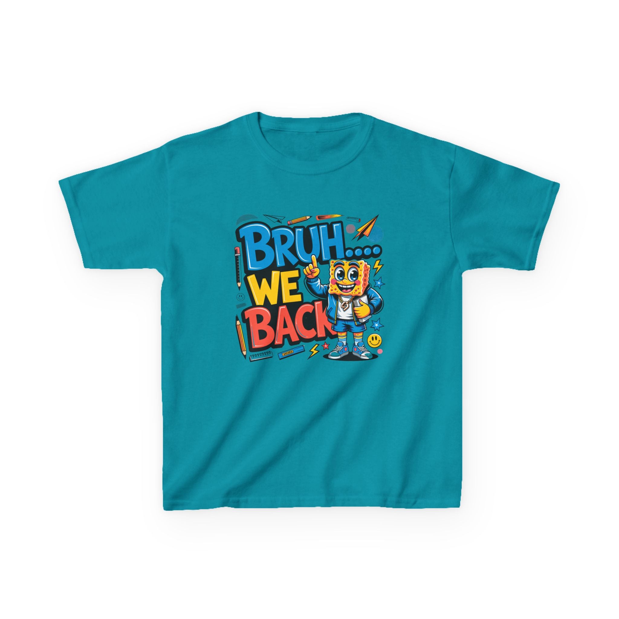 Kids Tee — "Bruh... We Back" Cartoon Sponge Graphic