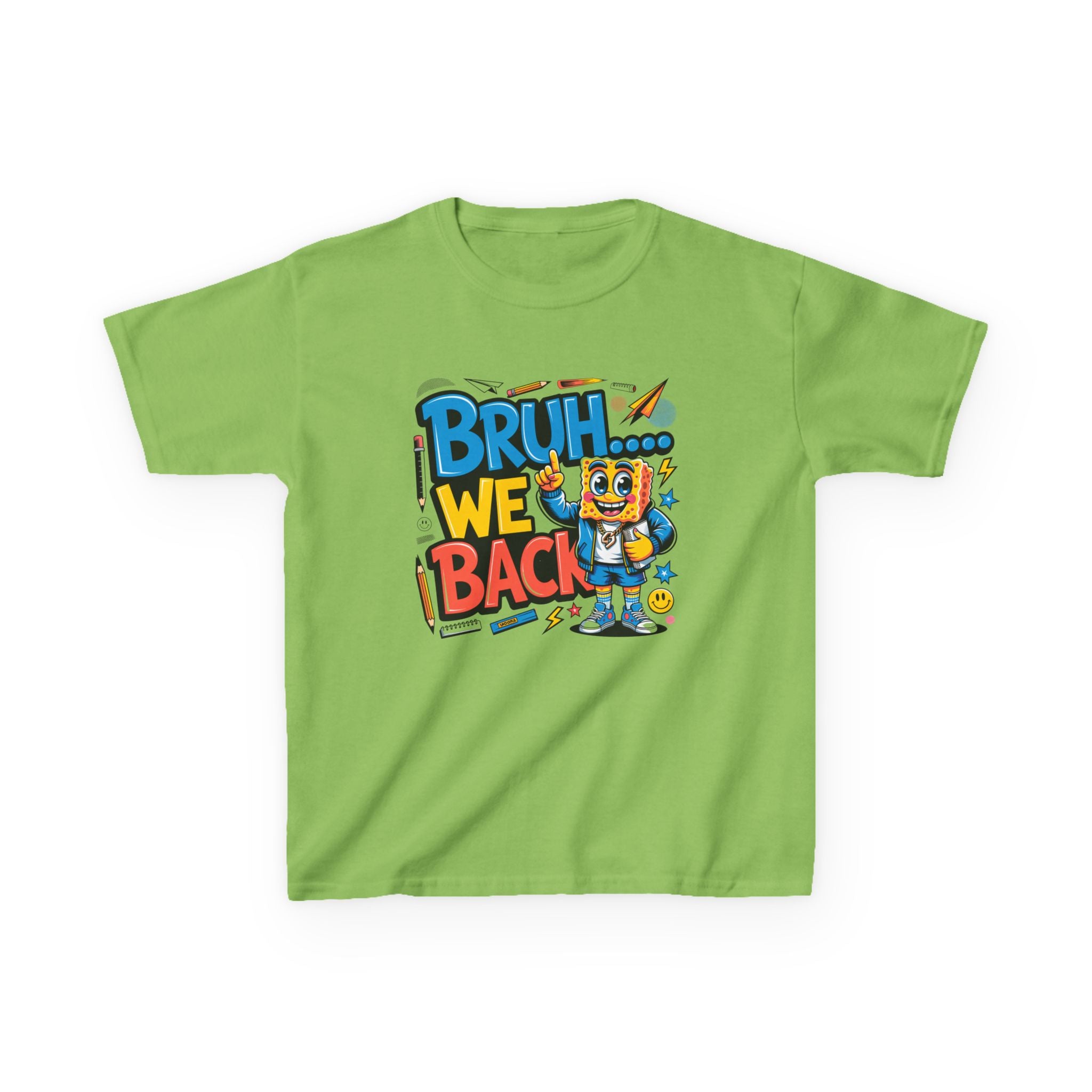 Kids Tee — "Bruh... We Back" Cartoon Sponge Graphic