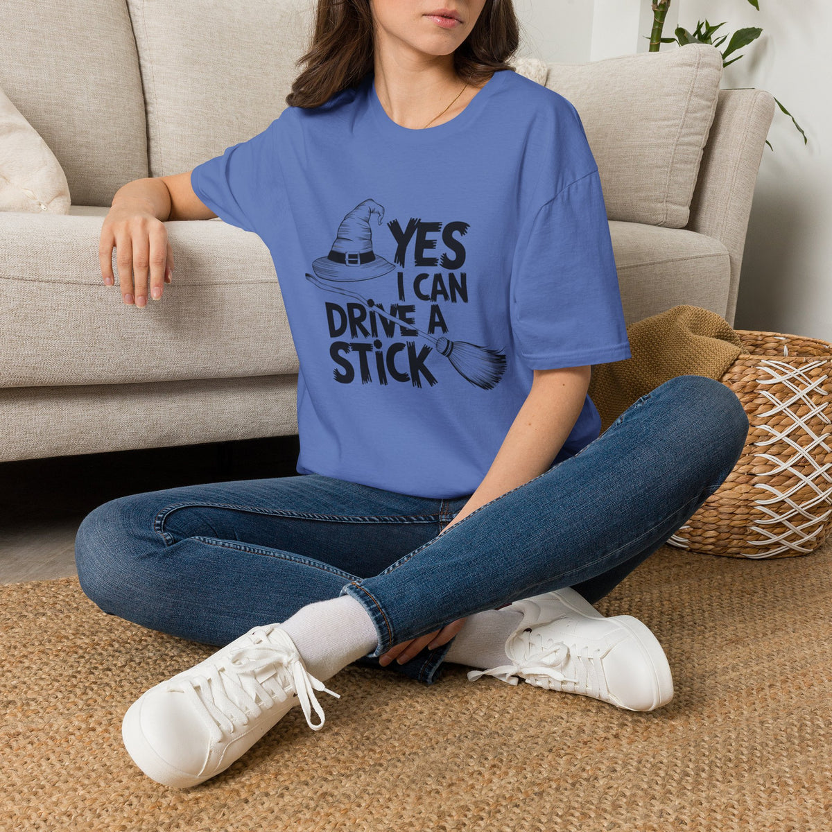Witch Hat Tee - "Yes I Can Drive a Stick" Halloween T-Shirt