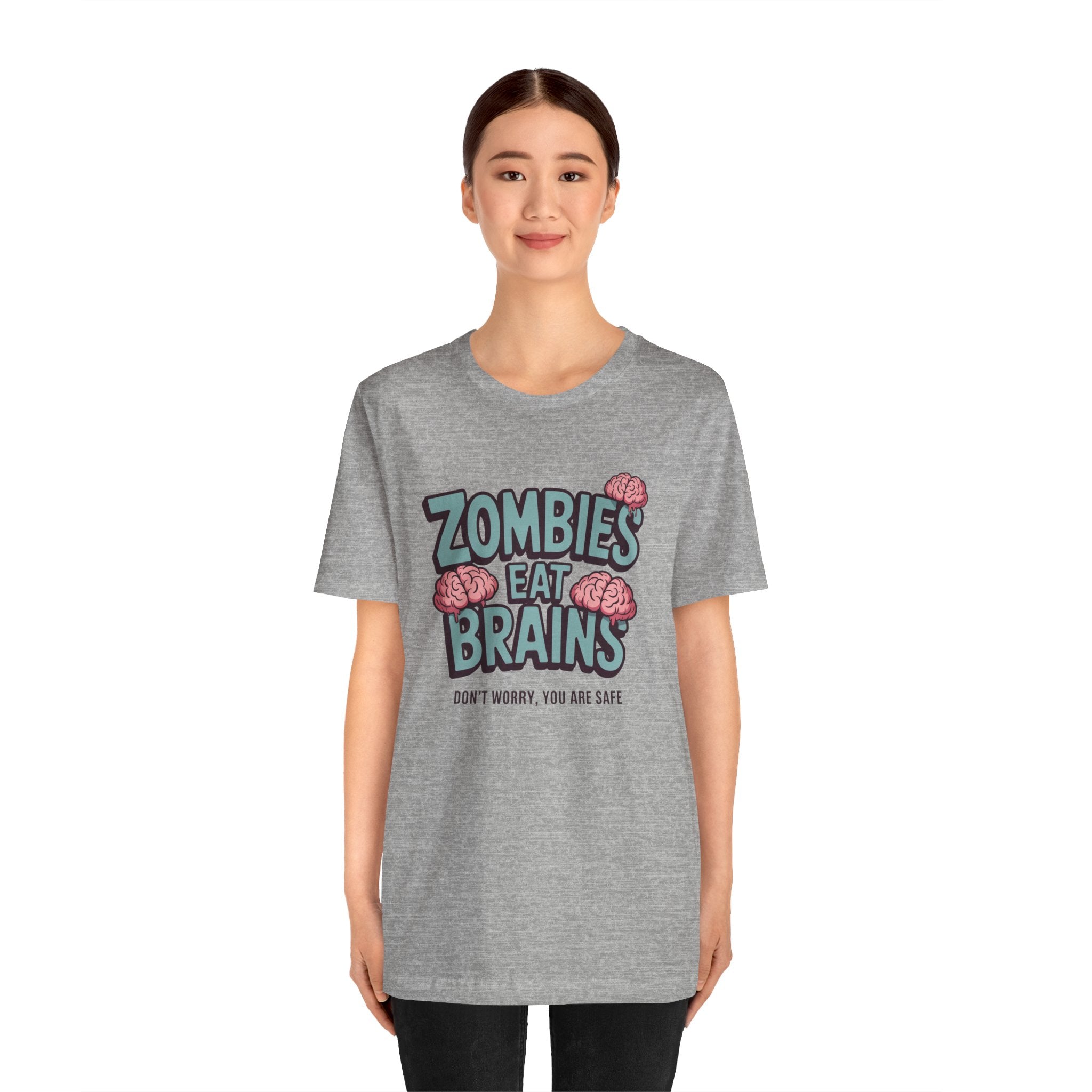 Zombies Eat Brains T‑Shirt — Funny Halloween Horror Tee ("Don't Worry, You Are Safe")