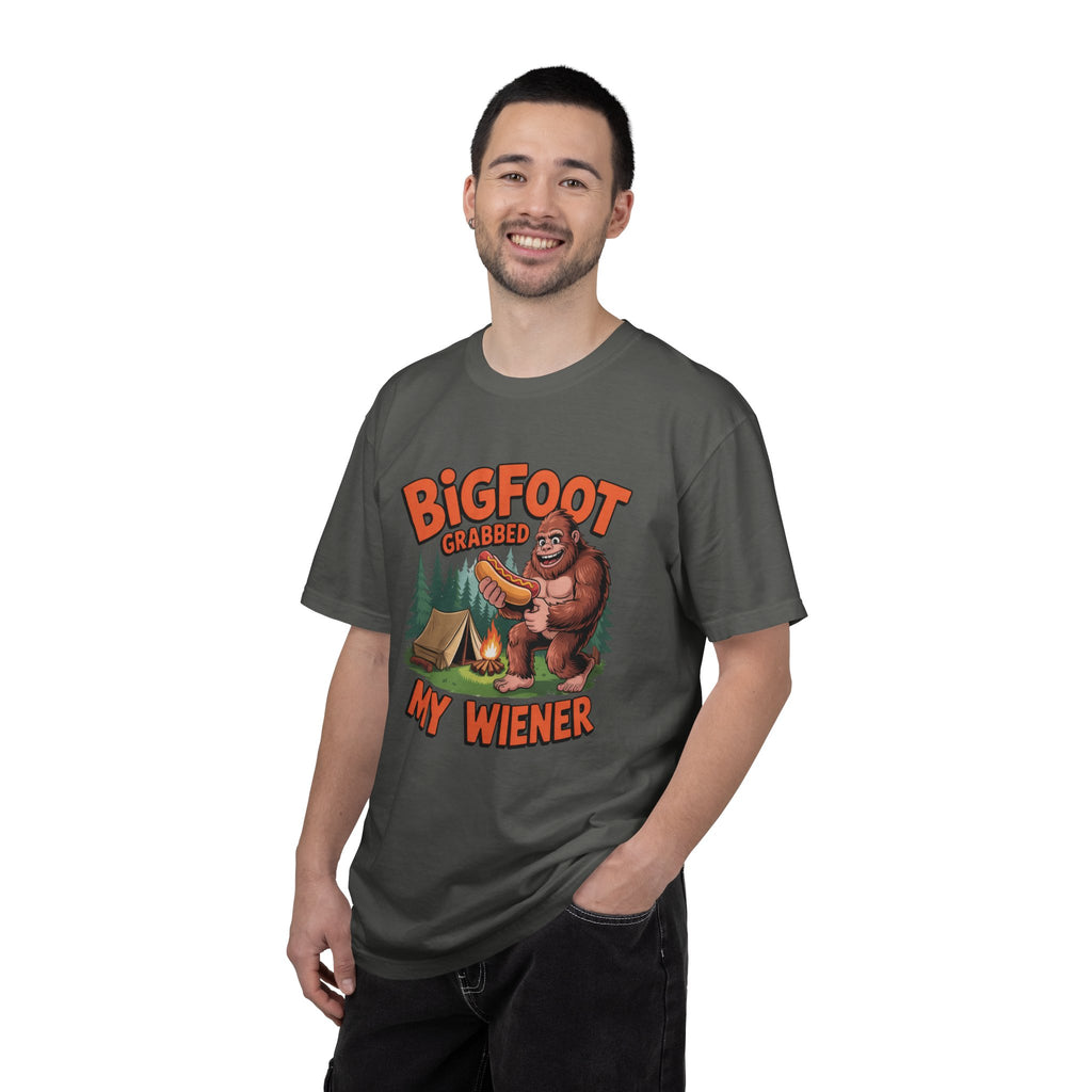 Bigfoot Grabbed My Wiener T-Shirt — Funny Camping Sasquatch Tee