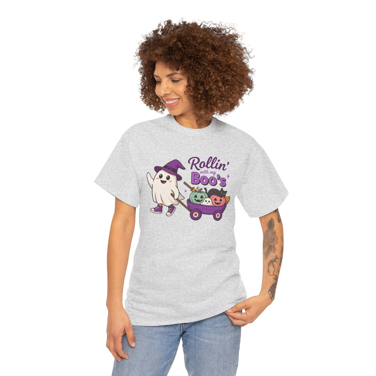 Rollin' Boo's Halloween Tee — Cute Ghost Wagon Pumpkin Kids Shirt