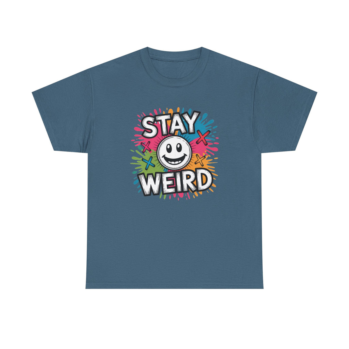 Stay Weird T-Shirt – Colorful Smiley Graphic Tee