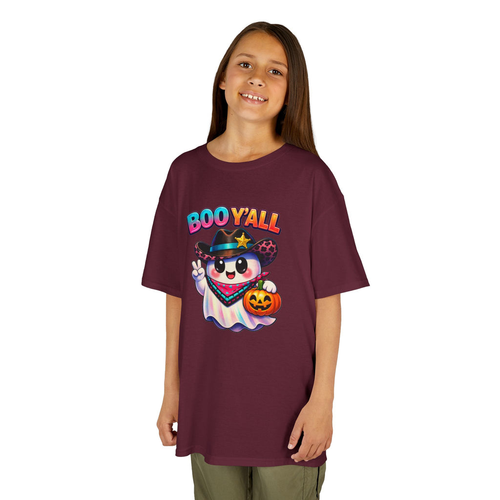 Kids Tee — 'Boo Y'all' Ghost Cowboy Halloween Shirt