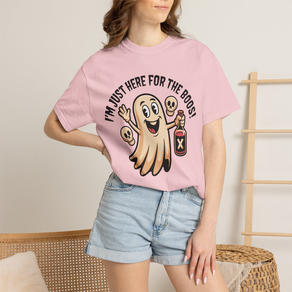 Halloween Ghost T‑Shirt — "I'm Just Here for the Boos!" Funny Party Tee