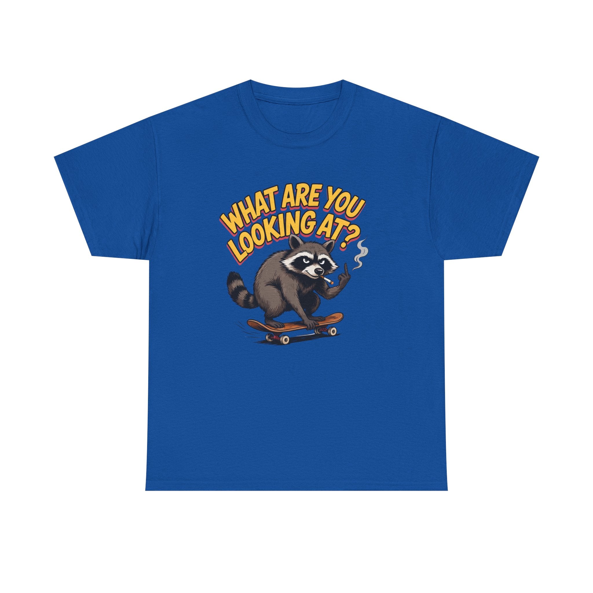Funny Raccoon Graphic T-Shirt — What Are You Looking At Skater Humor Gift Tee