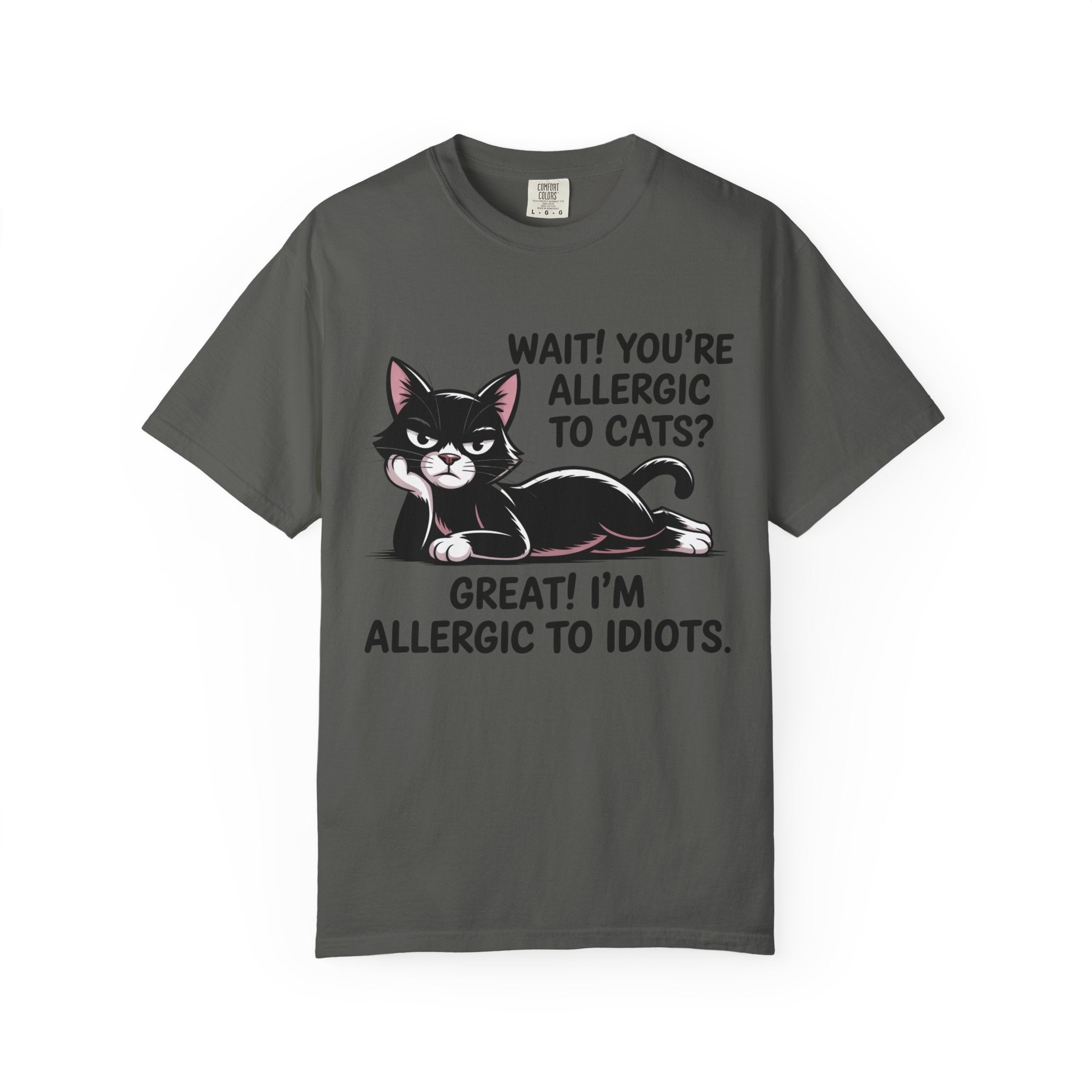 Funny Cat Lover T-Shirt — Allergic to Idiots Humor Gift Tee for Cat Moms