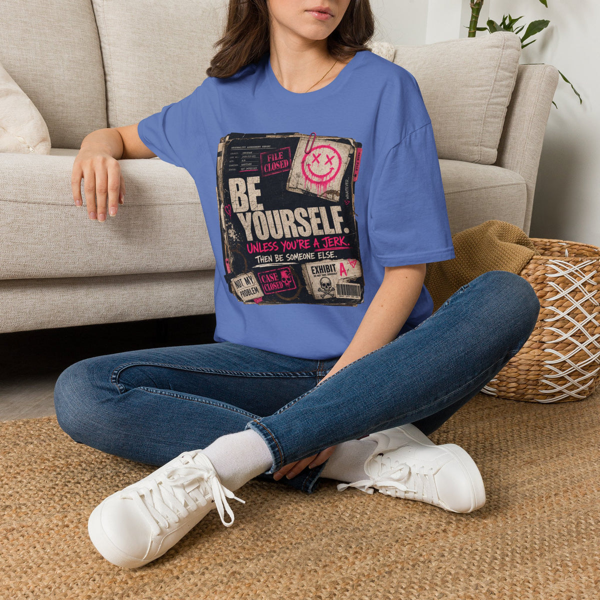 T‑Shirt — 'Be Yourself' Vintage Grunge Graphic Tee (Be Yourself, Unless You’re a Jerk)