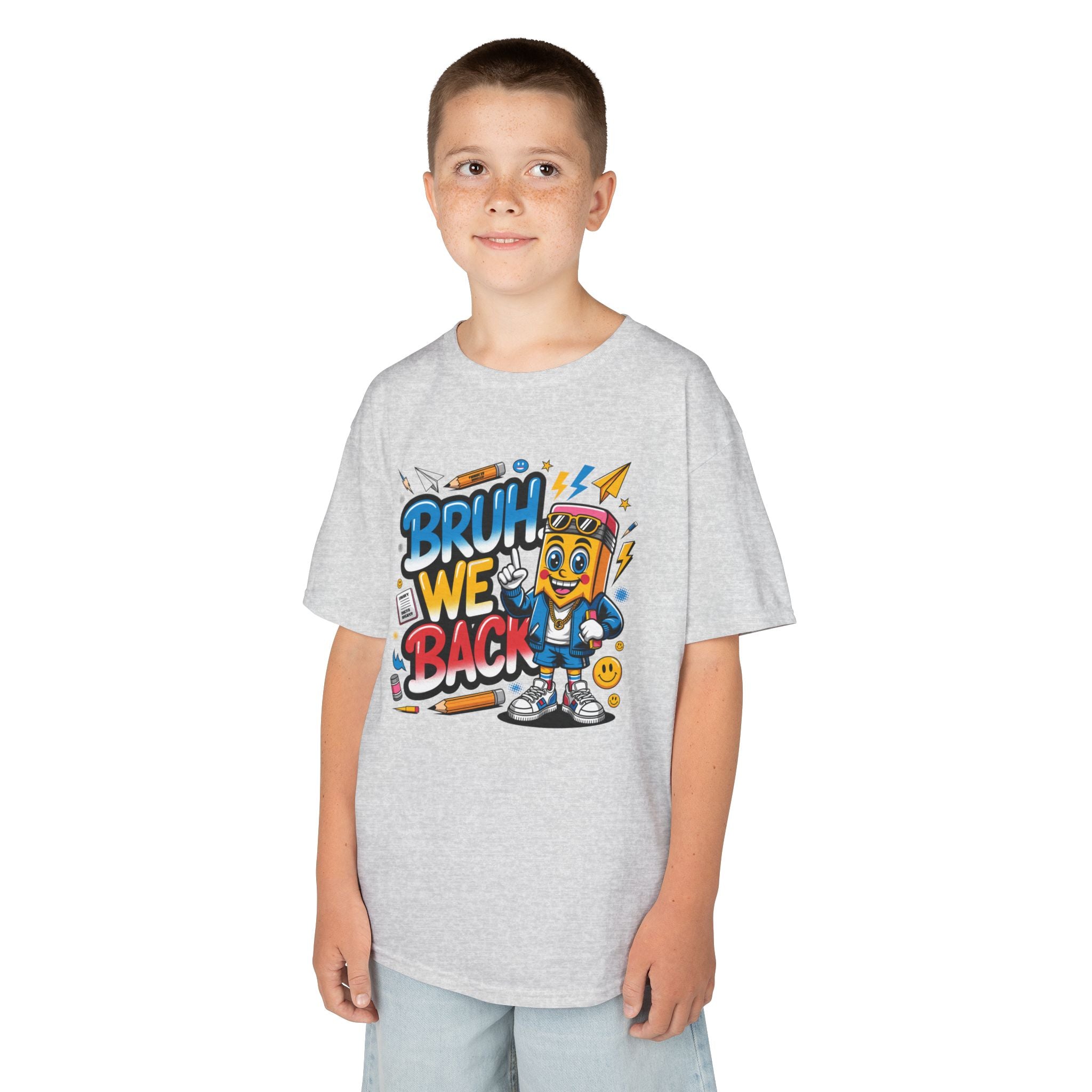 Kids T-Shirt — "Bruh We Back" Cartoon Graphic Tee
