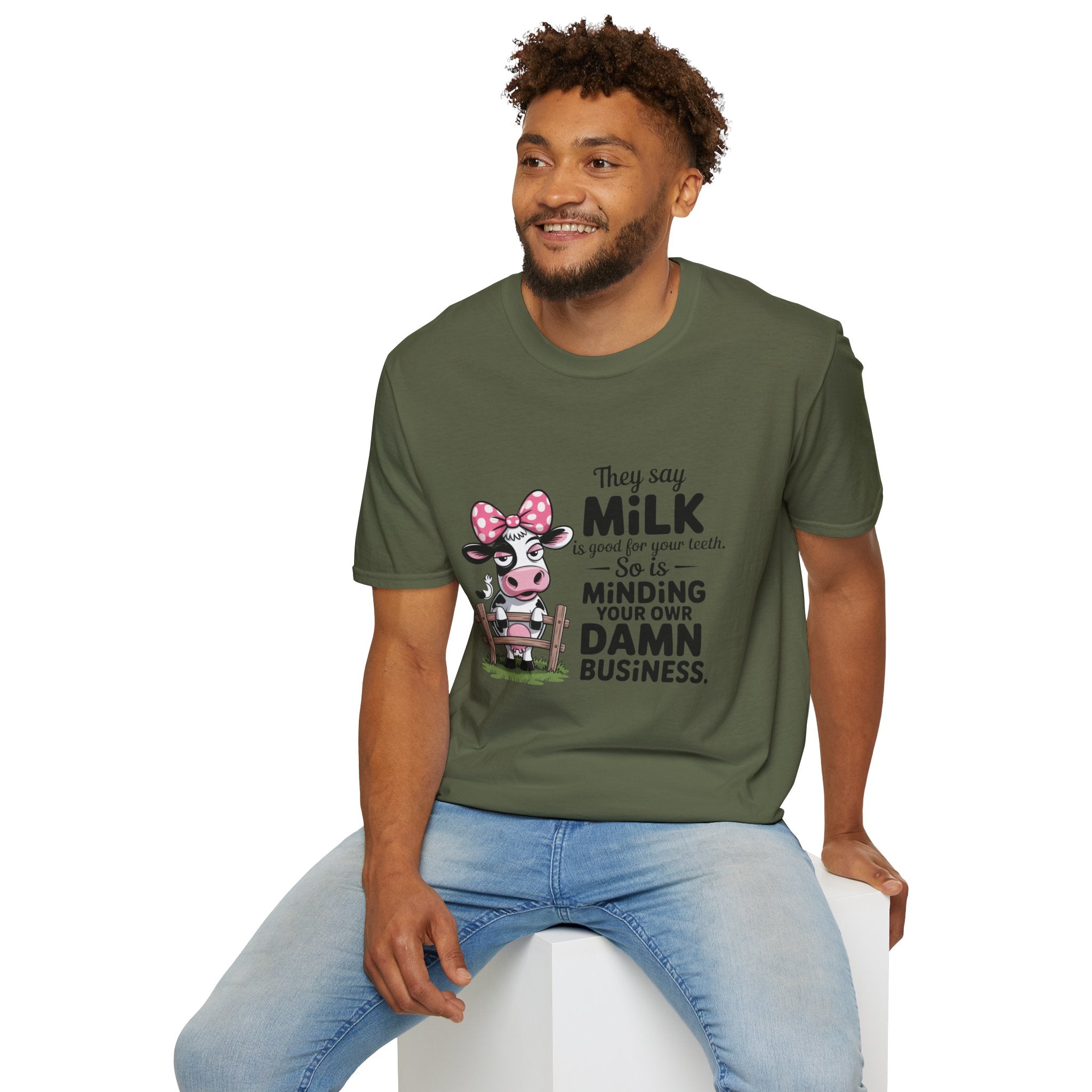 They Say Milk Is Good For Your Teeth - Funny Cow T-Shirt