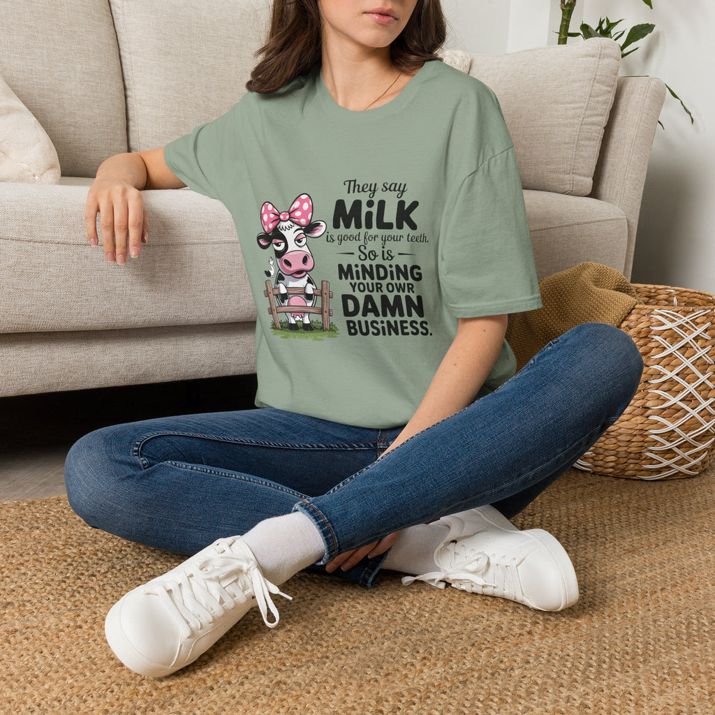 They Say Milk Is Good For Your Teeth - Funny Cow T-Shirt