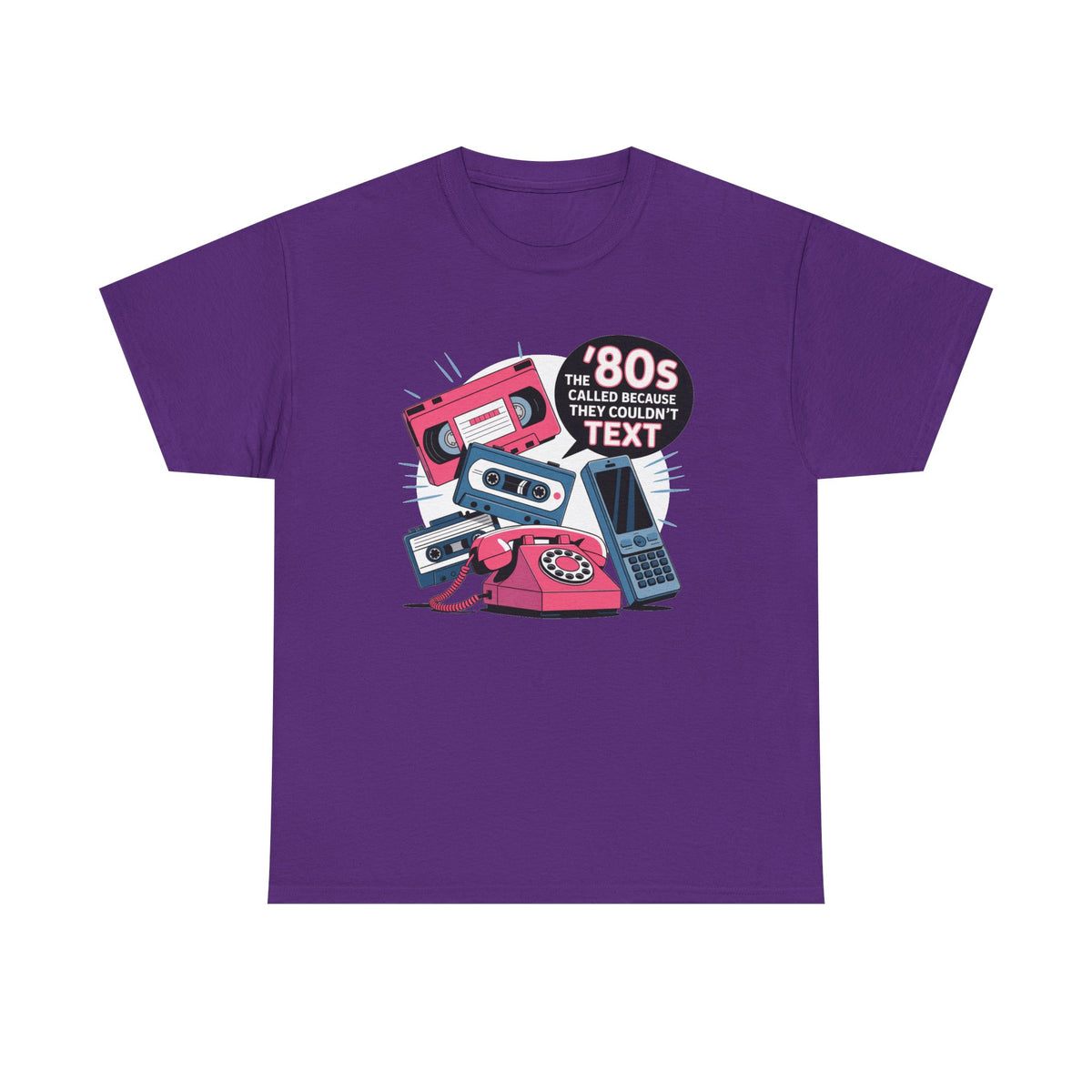 '80s Retro Phones Tee – Vintage Rotary, Cassette & Brick Cell Graphic T-Shirt