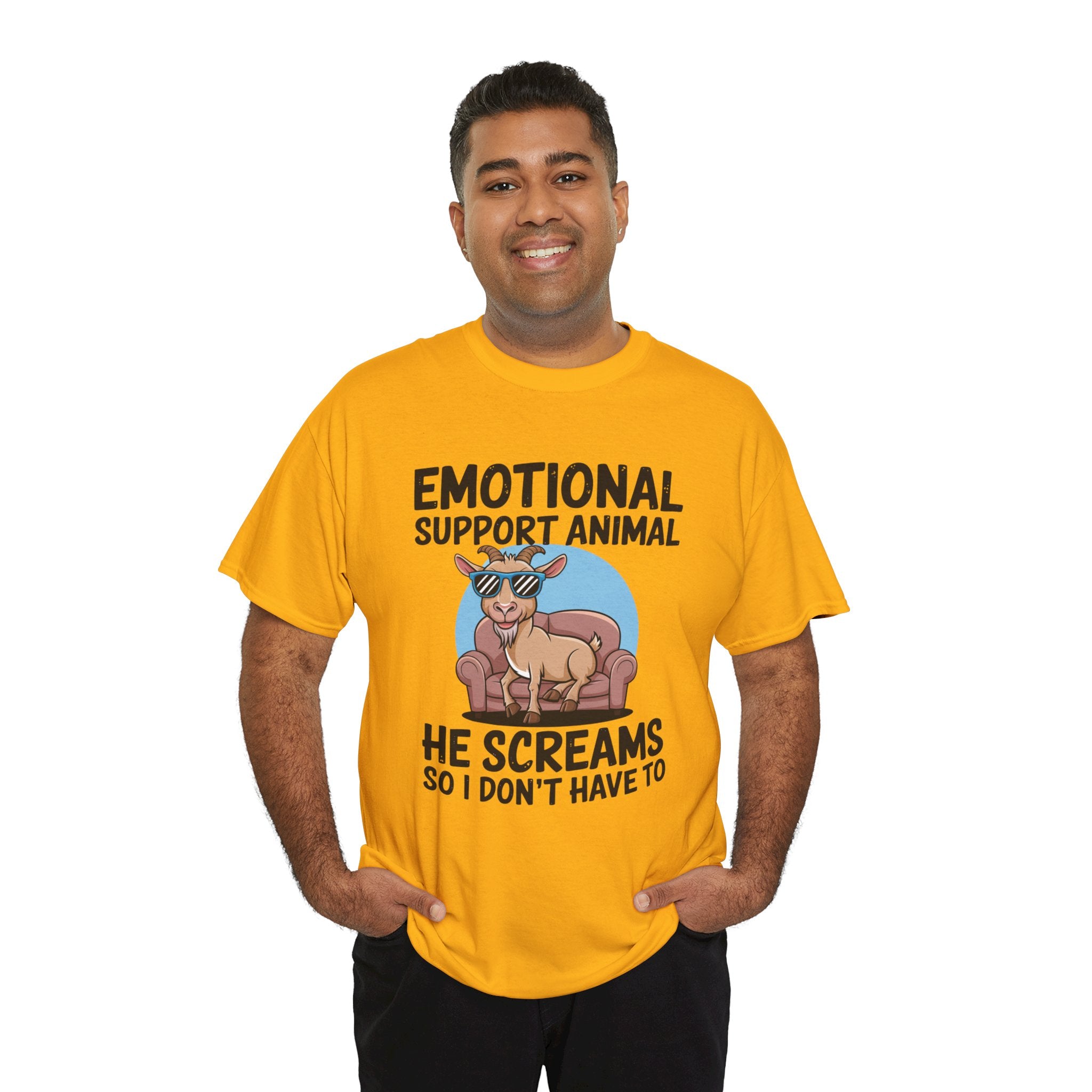 Funny Goat T-Shirt — He Screams So I Don't Have To Emotional Support Animal Gift Tee
