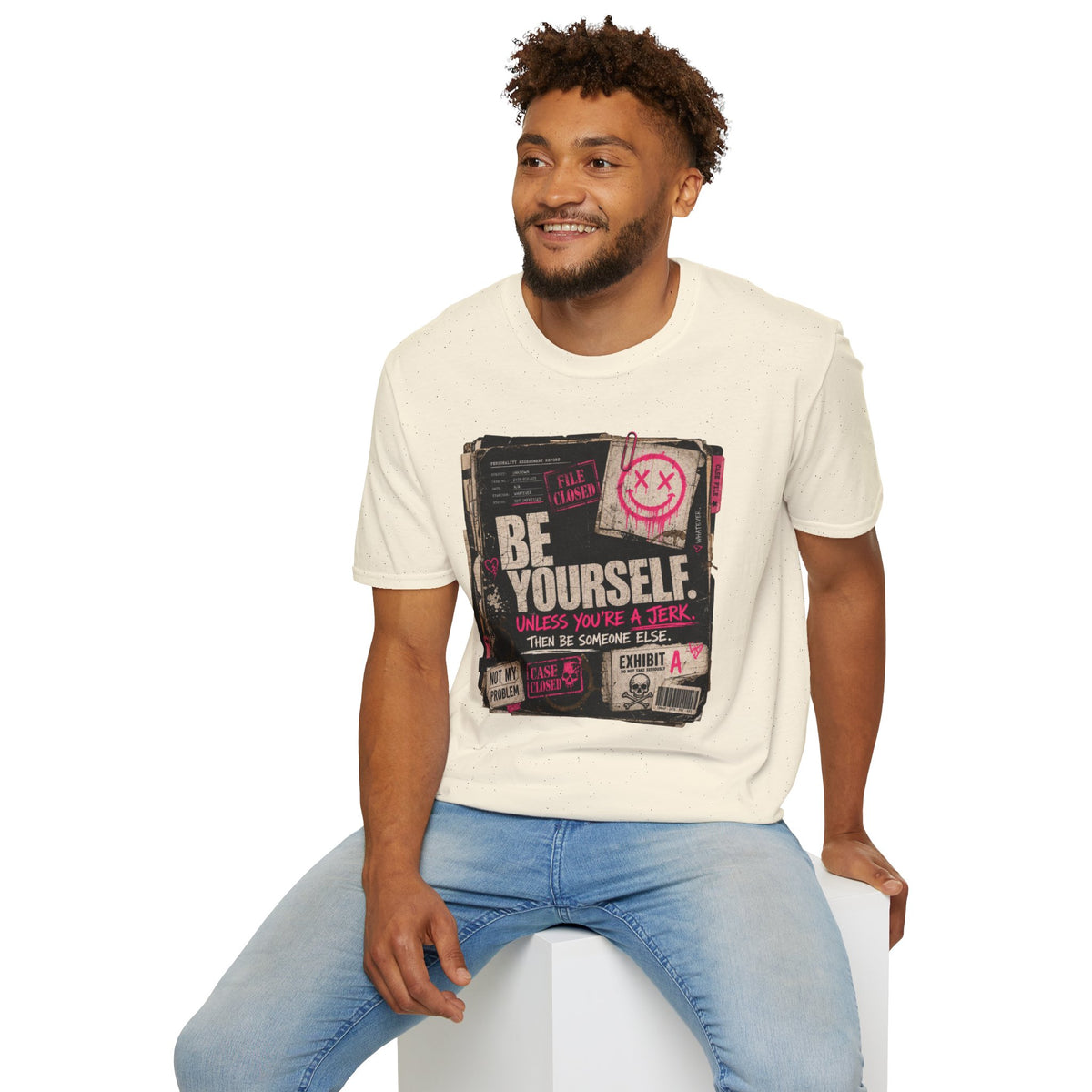 T‑Shirt — 'Be Yourself' Vintage Grunge Graphic Tee (Be Yourself, Unless You’re a Jerk)
