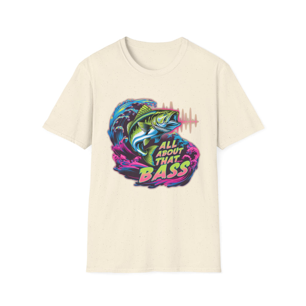 Bass Fishing T-Shirt — "All About That Bass" Retro Wave Graphic
