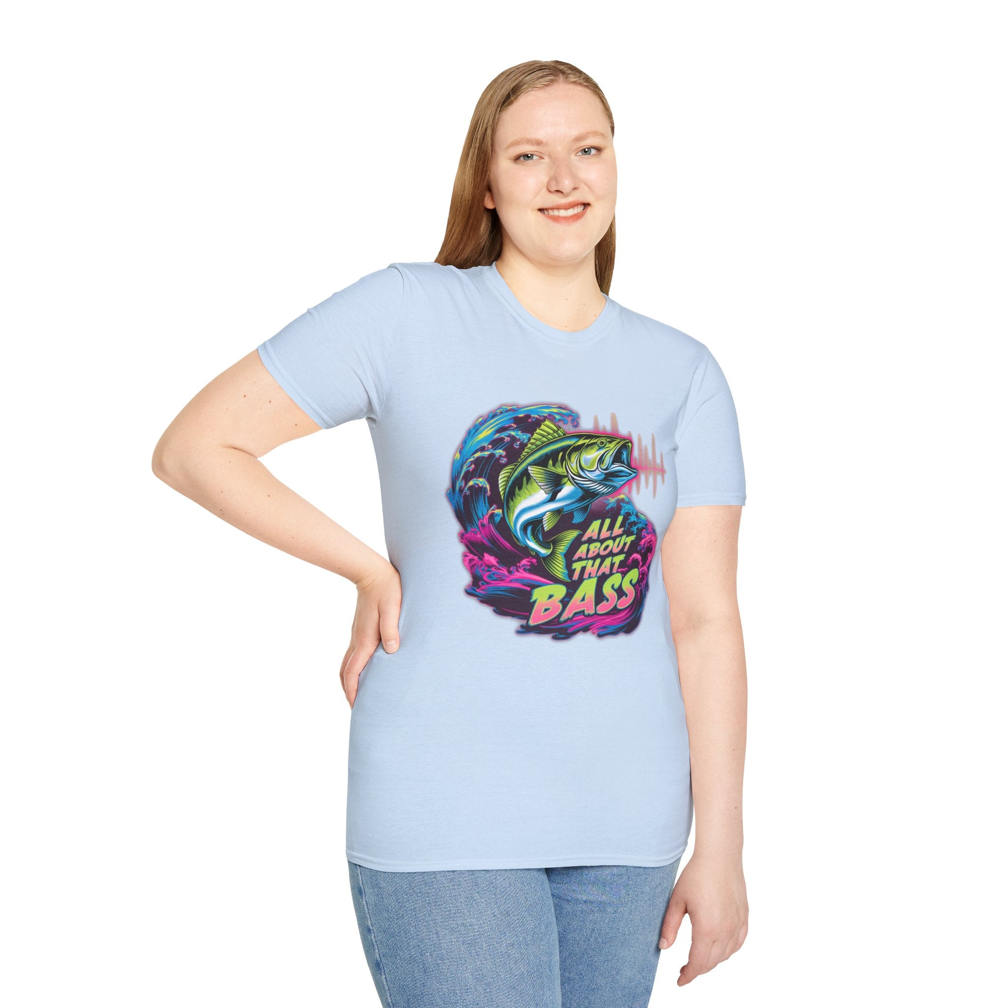 Bass Fishing T-Shirt — "All About That Bass" Retro Wave Graphic