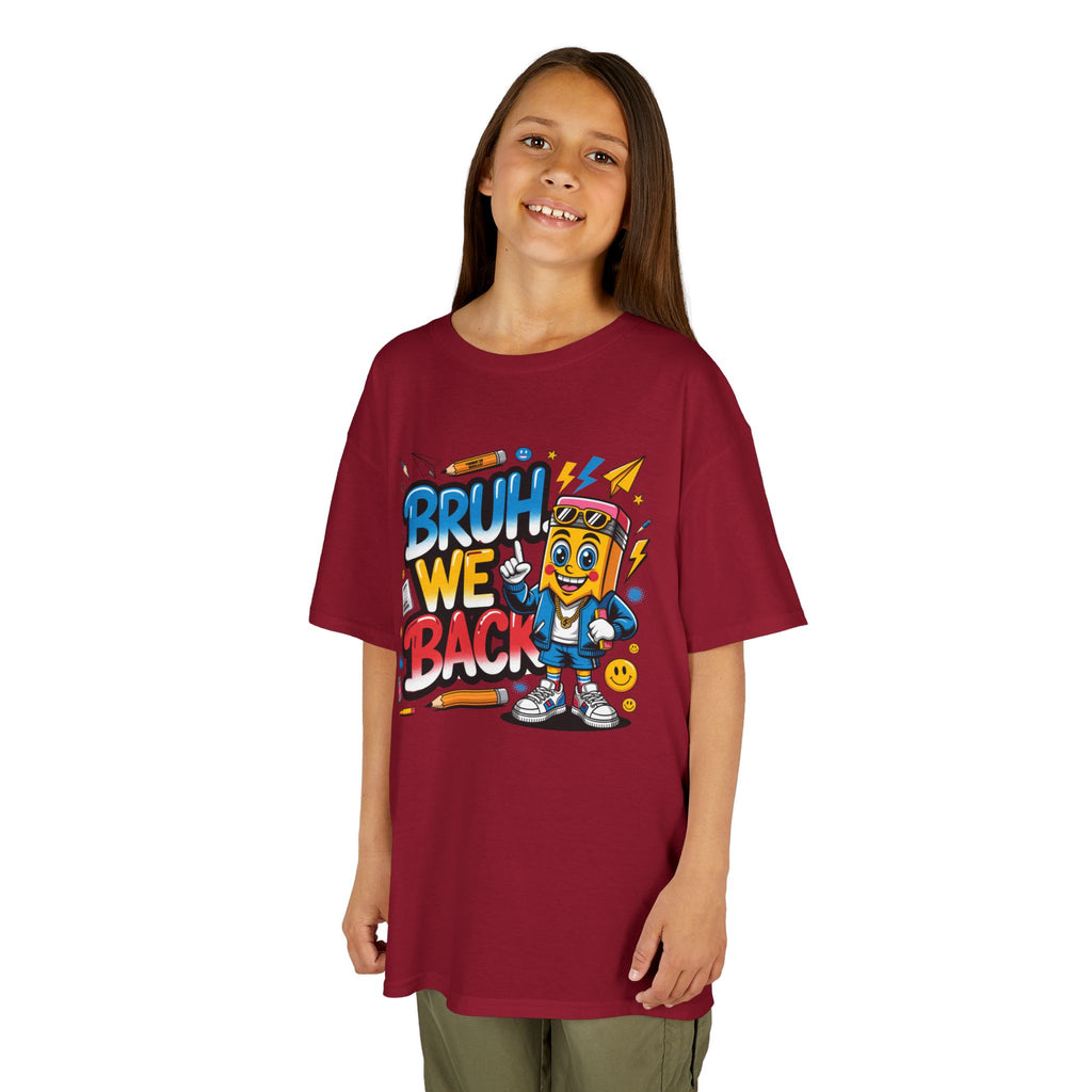 Kids T-Shirt — "Bruh We Back" Cartoon Graphic Tee