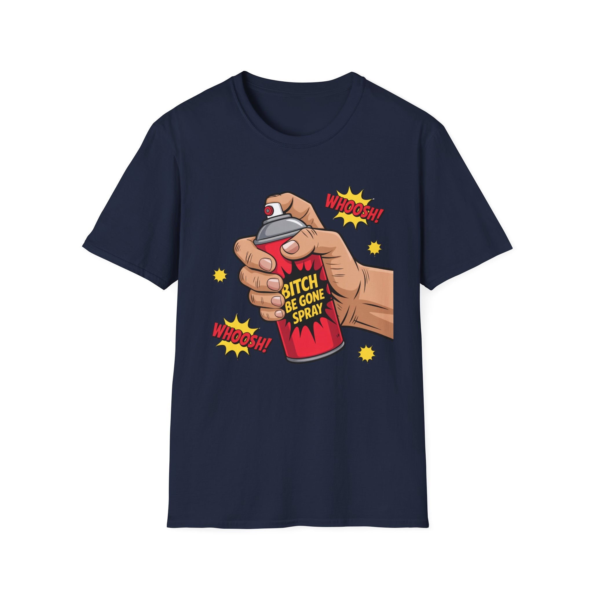 Funny 'Bitch, Be Gone' Spray T-Shirt — Pop Art Spray Can Graphic Tee