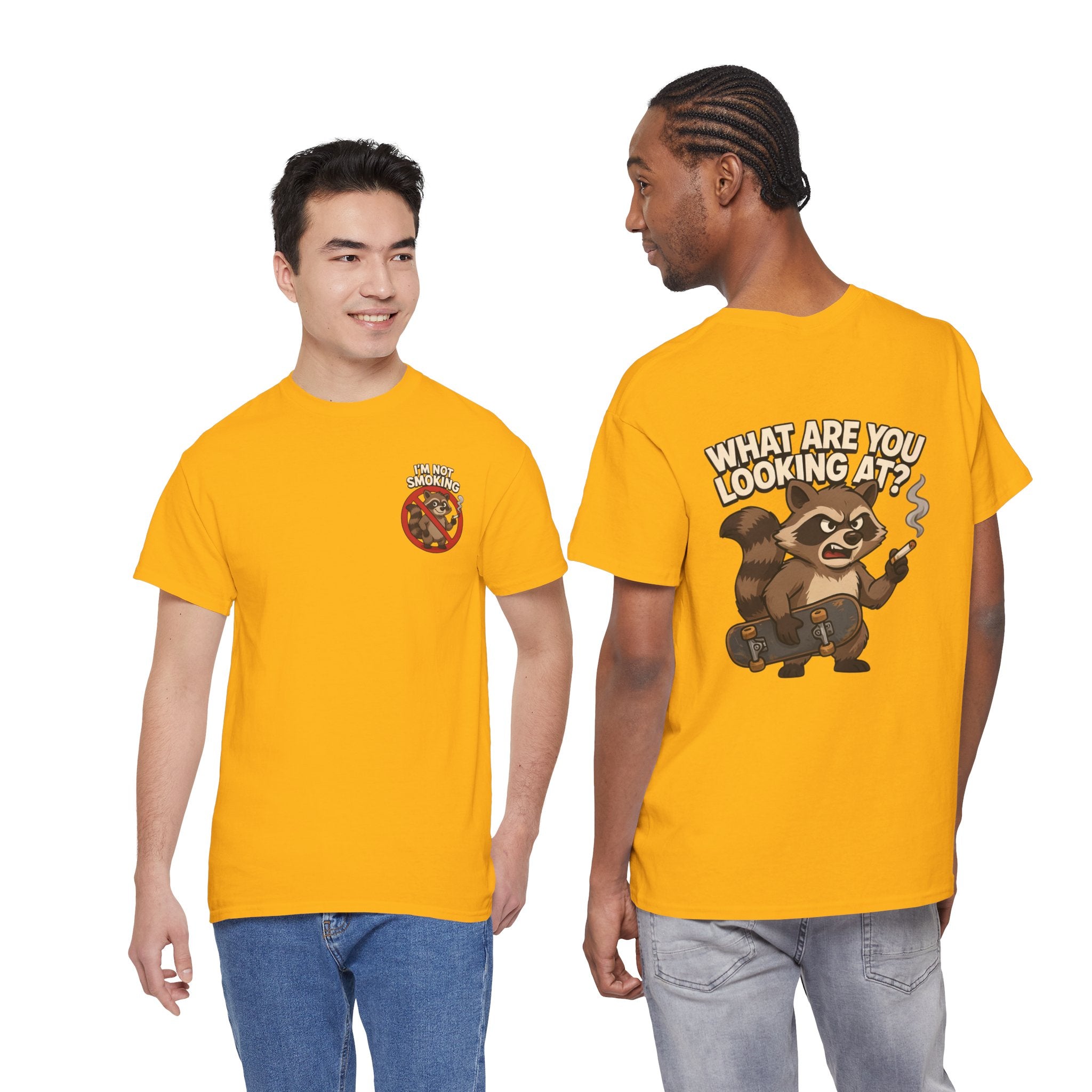 Graphic Tee — "What Are You Looking At?" Raccoon Illustration T-Shirt