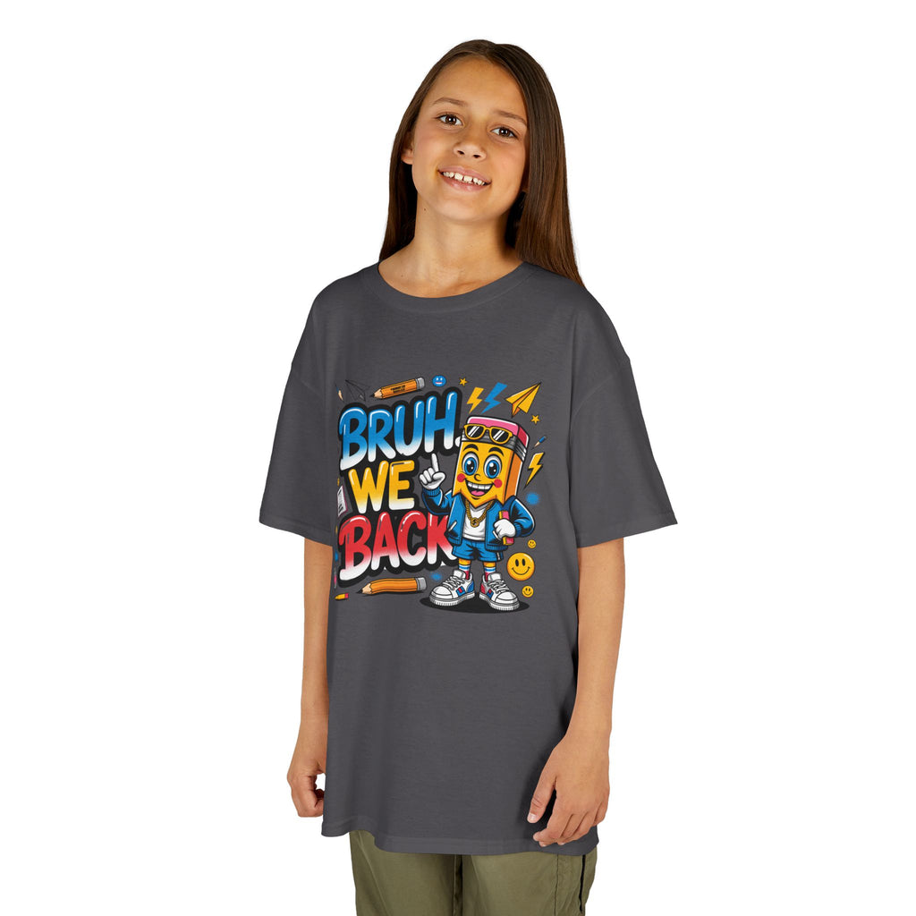 Kids T-Shirt — "Bruh We Back" Cartoon Graphic Tee