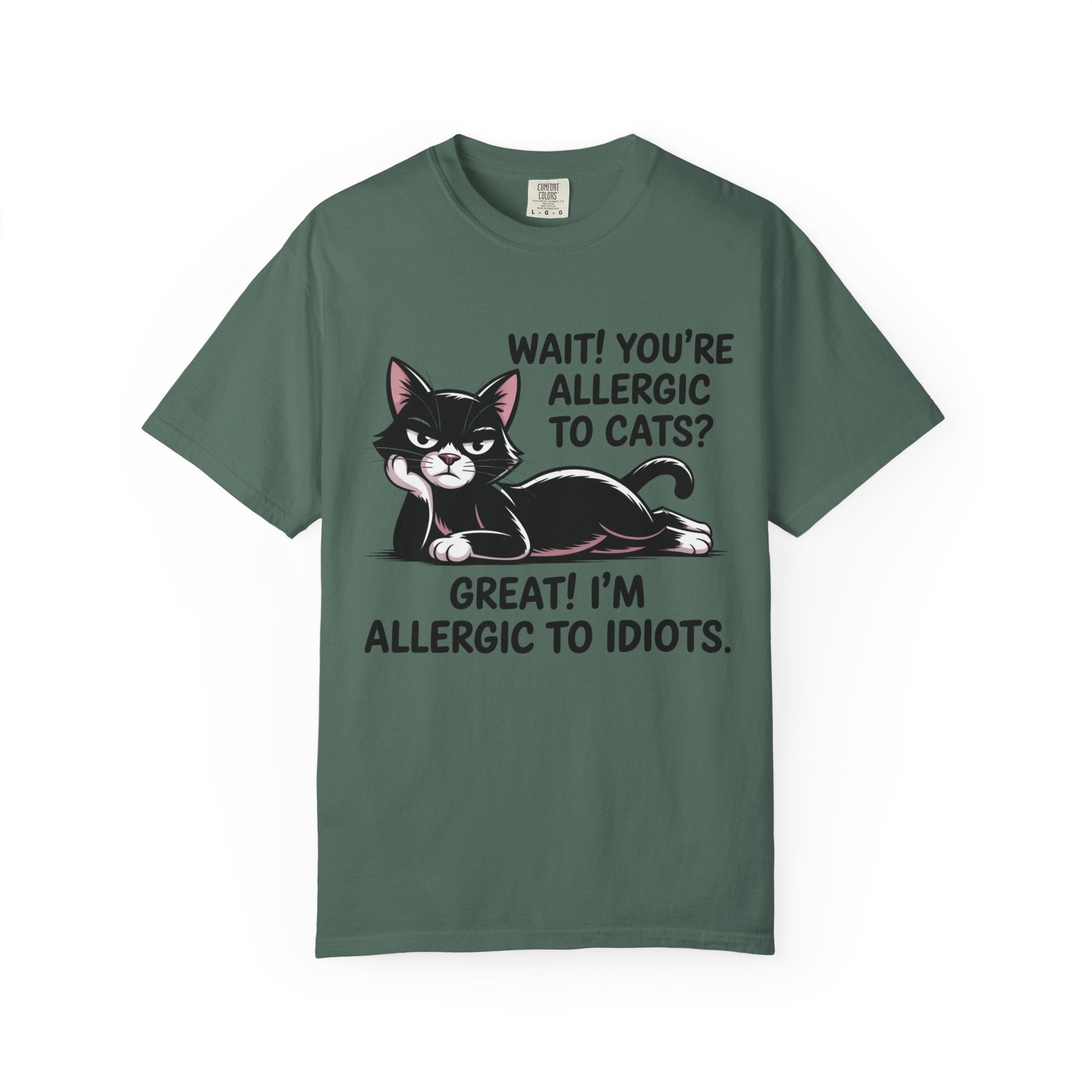 Funny Cat Lover T-Shirt — Allergic to Idiots Humor Gift Tee for Cat Moms