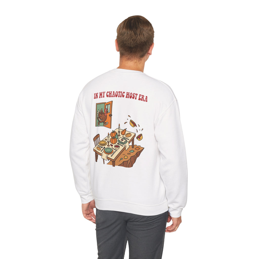 Funny Thanksgiving Host Crewneck Sweatshirt — My Table Seats 6 My Anxiety Seats 12 Gift Pullover