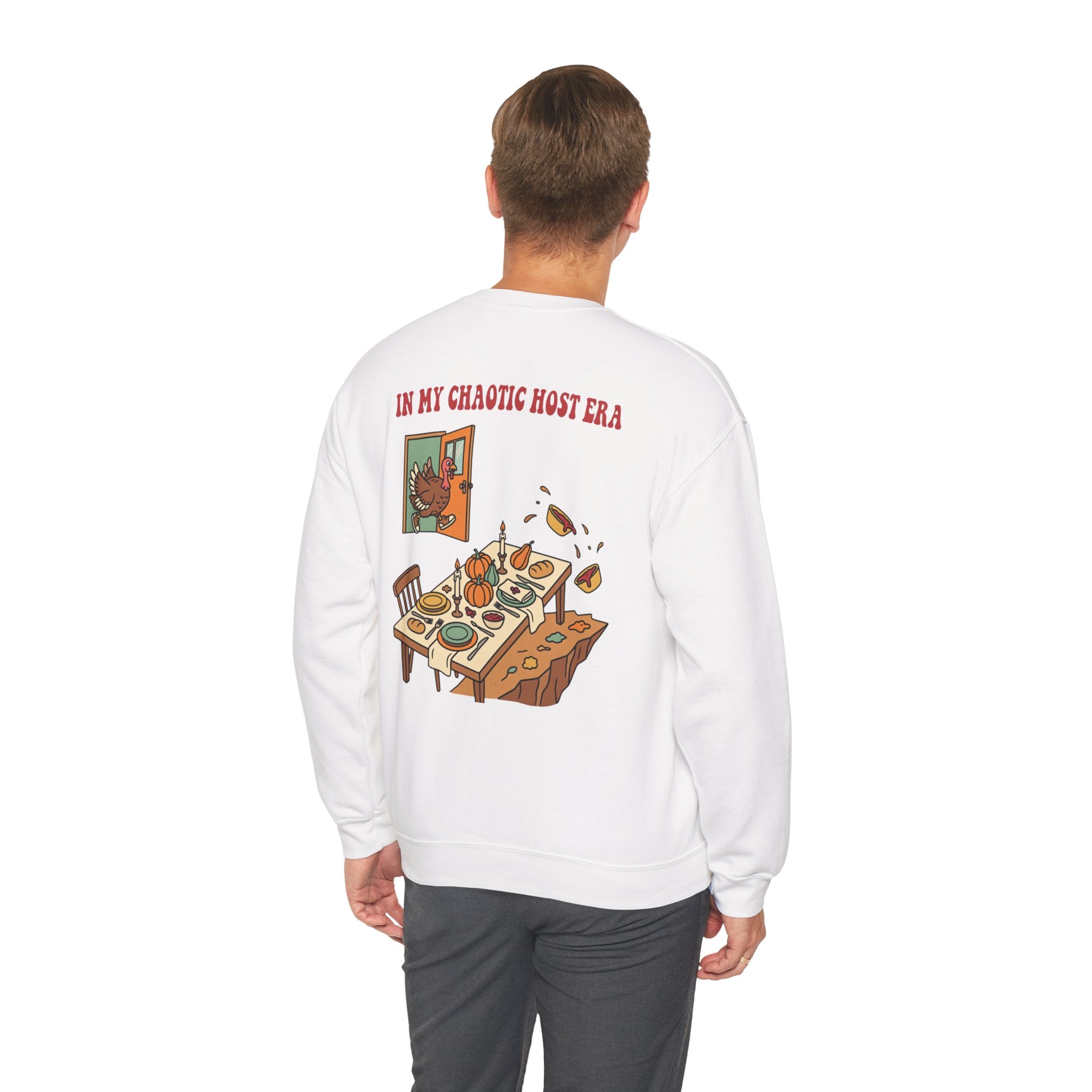 Funny Thanksgiving Host Crewneck Sweatshirt — My Table Seats 6 My Anxiety Seats 12 Gift Pullover
