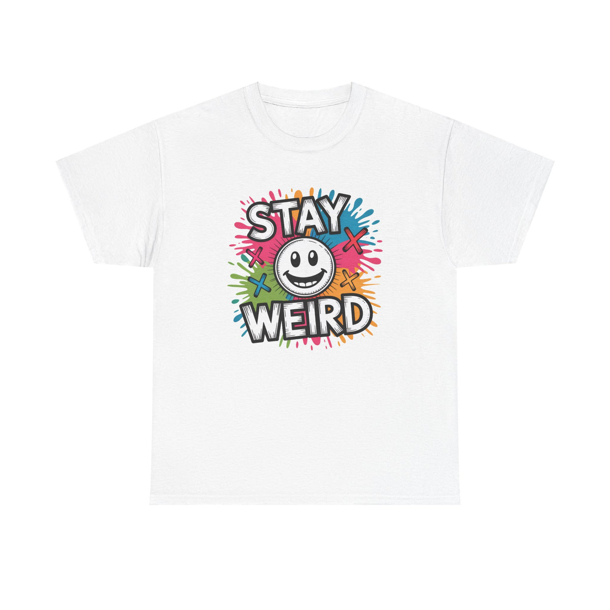 Stay Weird T-Shirt – Colorful Smiley Graphic Tee