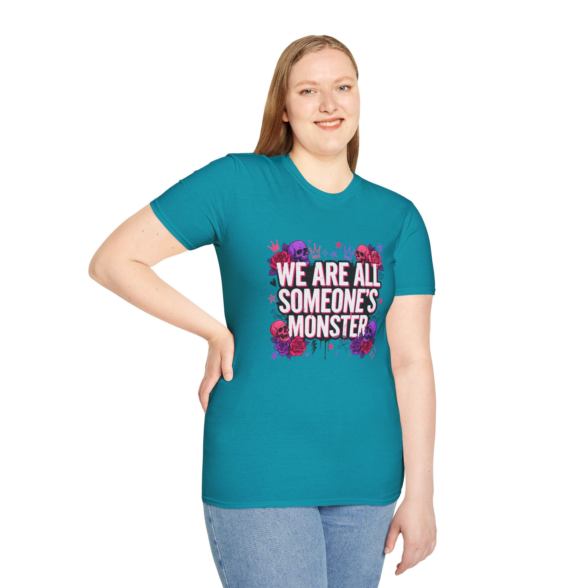 We Are All Someone's Monster T-Shirt — Goth Floral Skull Graphic Tee