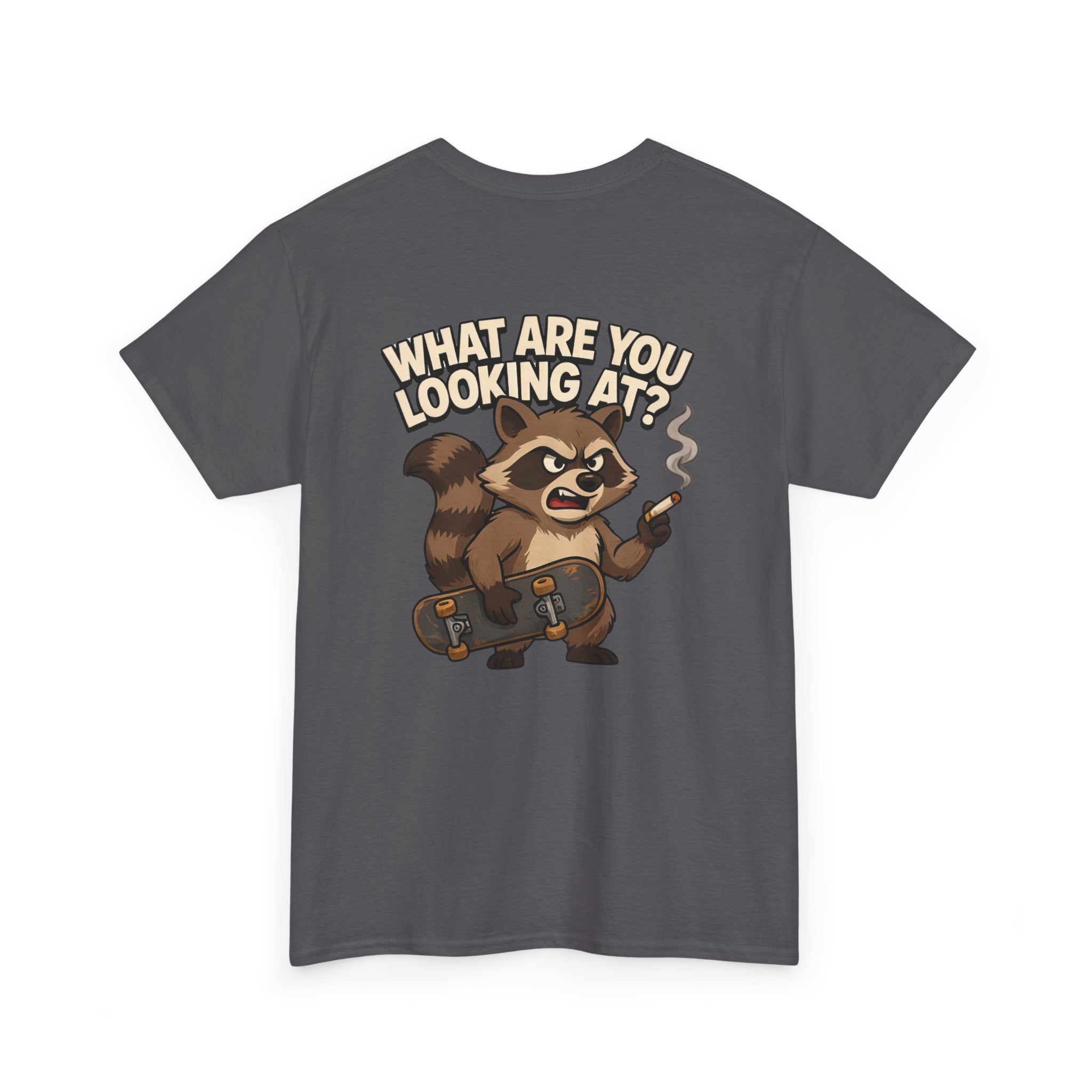 Graphic Tee — "What Are You Looking At?" Raccoon Illustration T-Shirt