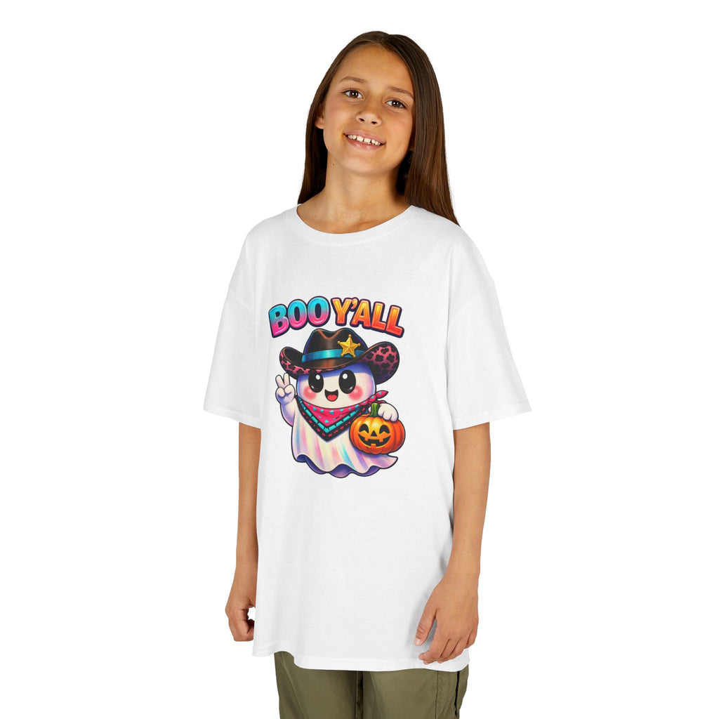 Kids Tee — 'Boo Y'all' Ghost Cowboy Halloween Shirt