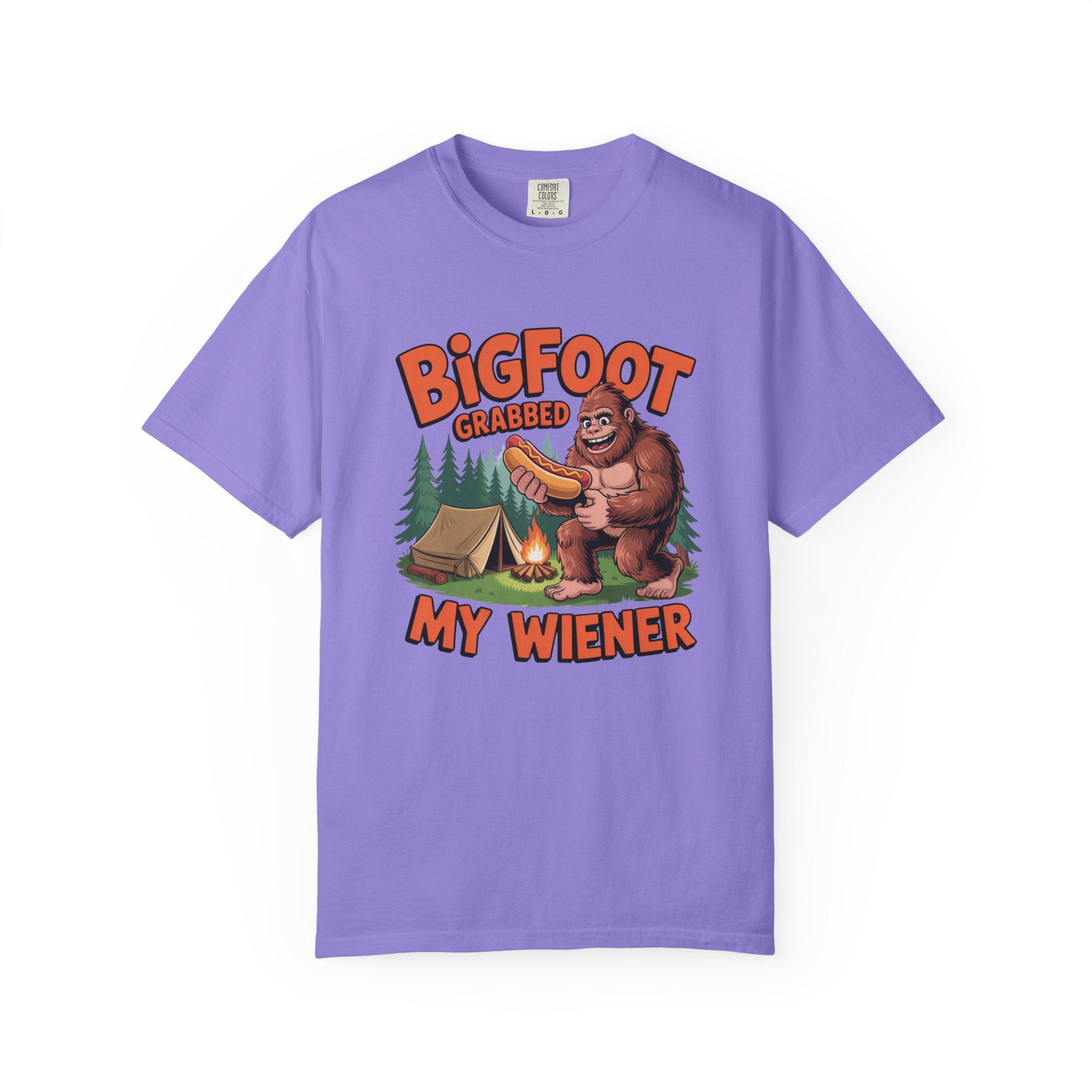 Bigfoot Grabbed My Wiener T-Shirt — Funny Camping Sasquatch Tee