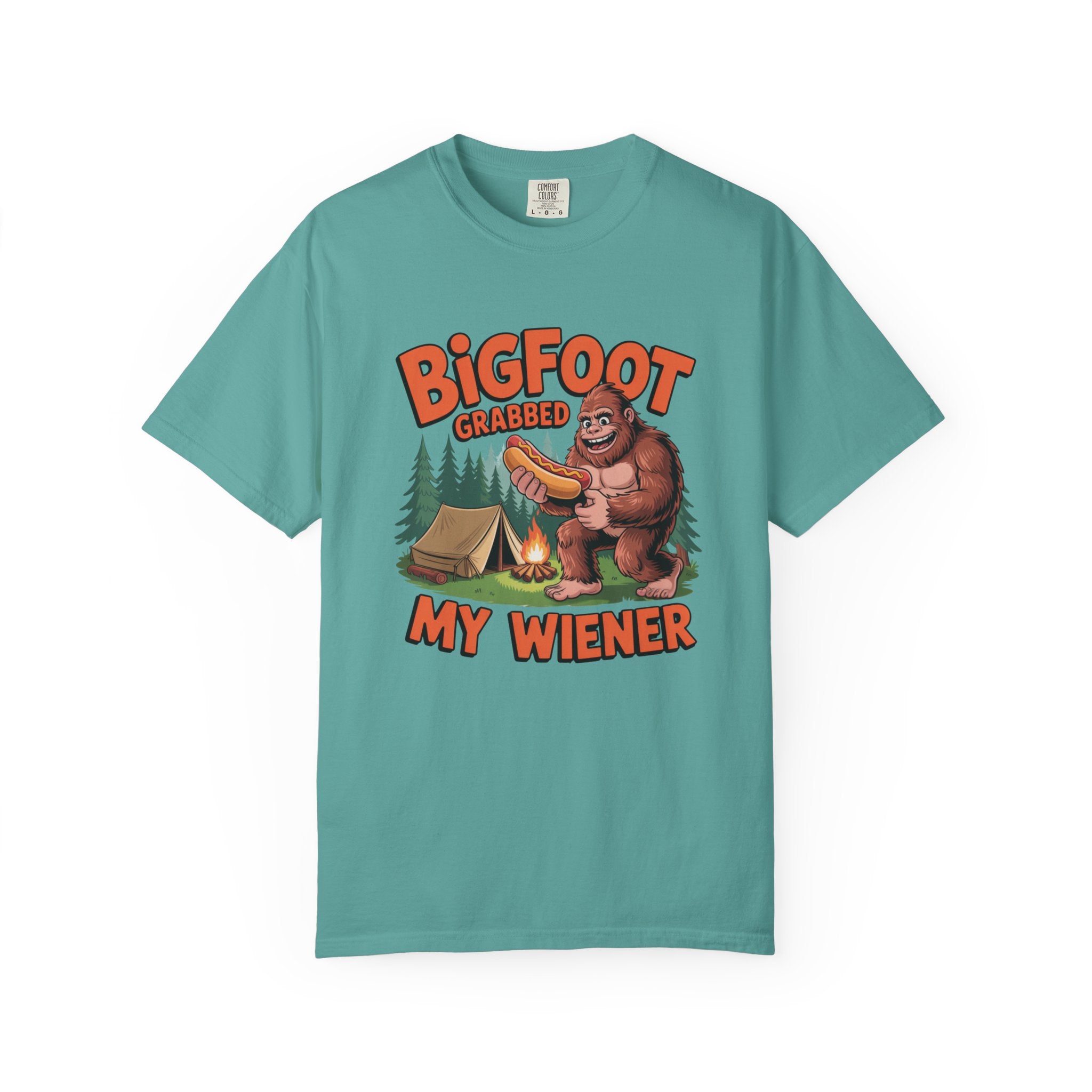 Bigfoot Grabbed My Wiener T-Shirt — Funny Camping Sasquatch Tee
