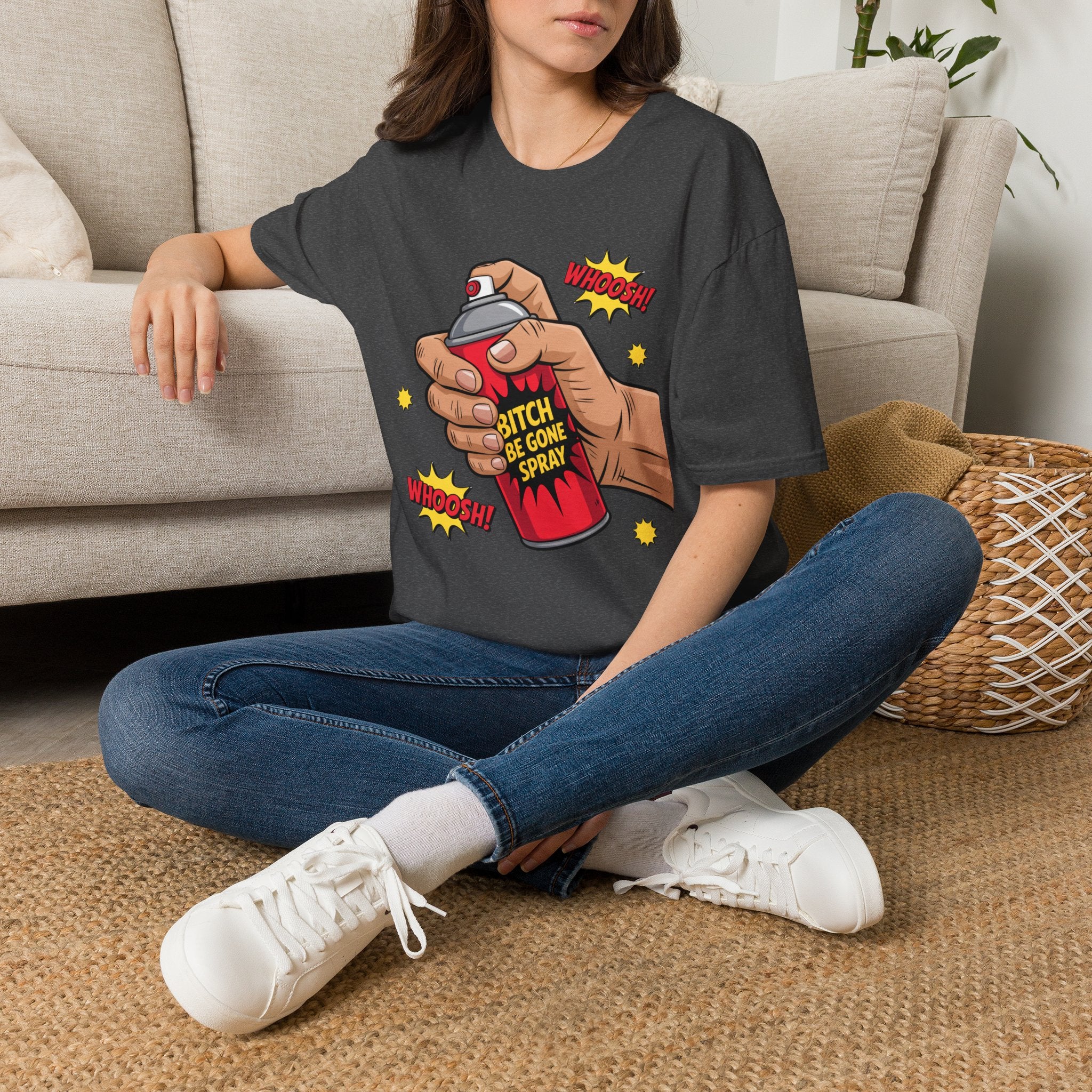 Funny 'Bitch, Be Gone' Spray T-Shirt — Pop Art Spray Can Graphic Tee