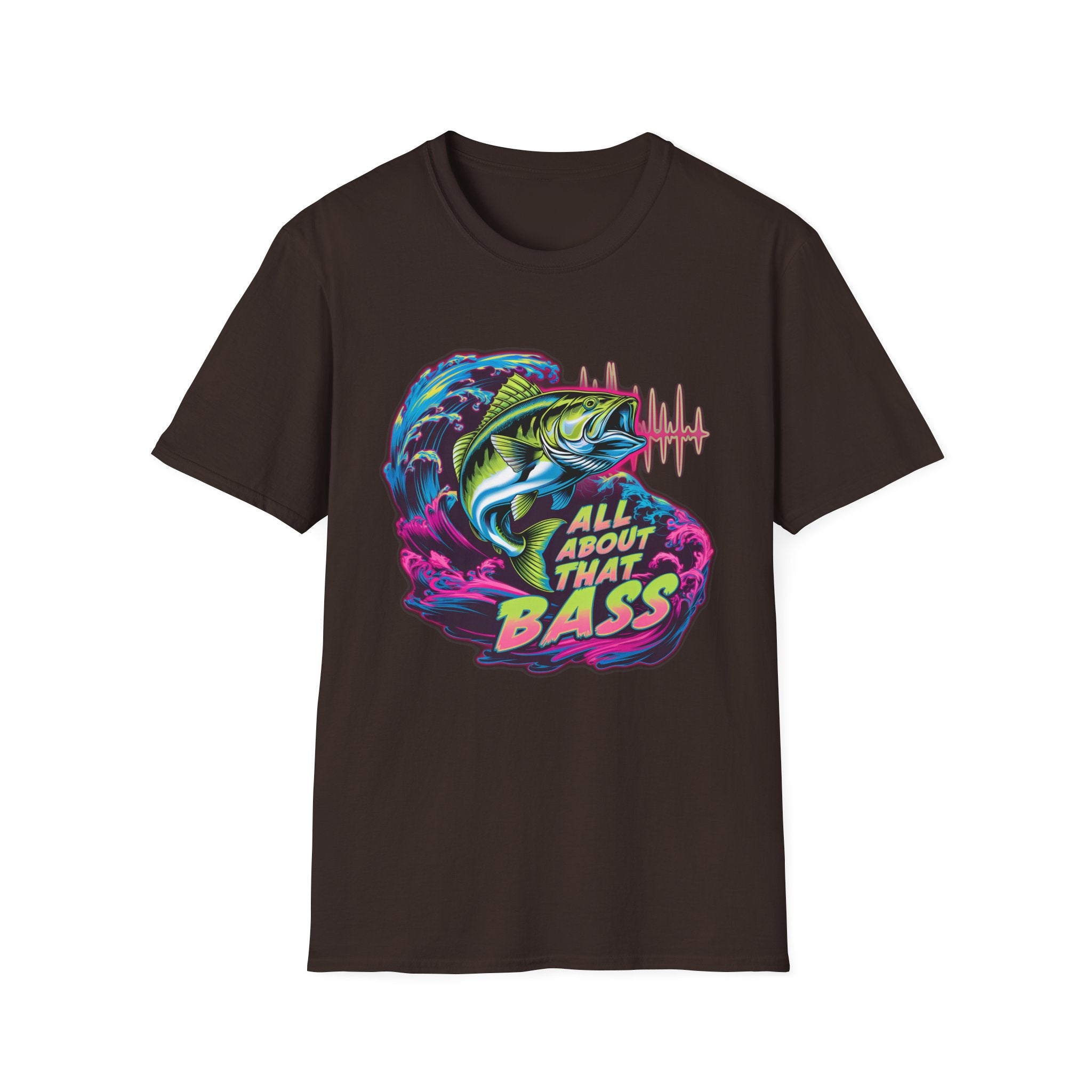 Bass Fishing T-Shirt — "All About That Bass" Retro Wave Graphic
