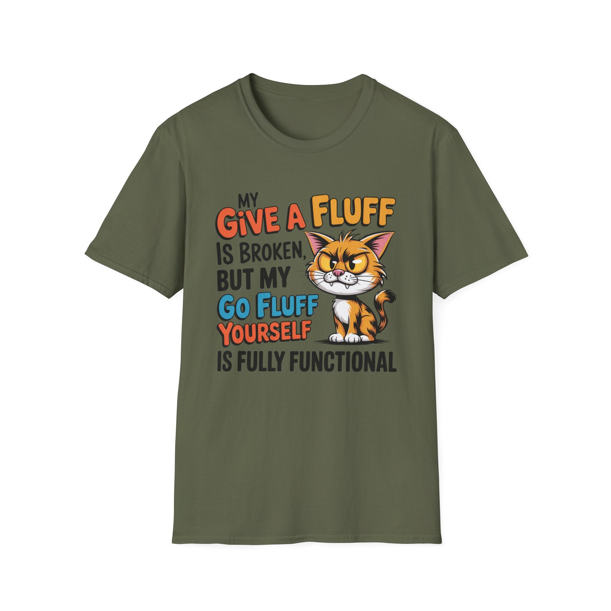 Cat Graphic T-Shirt — "My Give a Fluff Is Broken" Funny Cat Tee