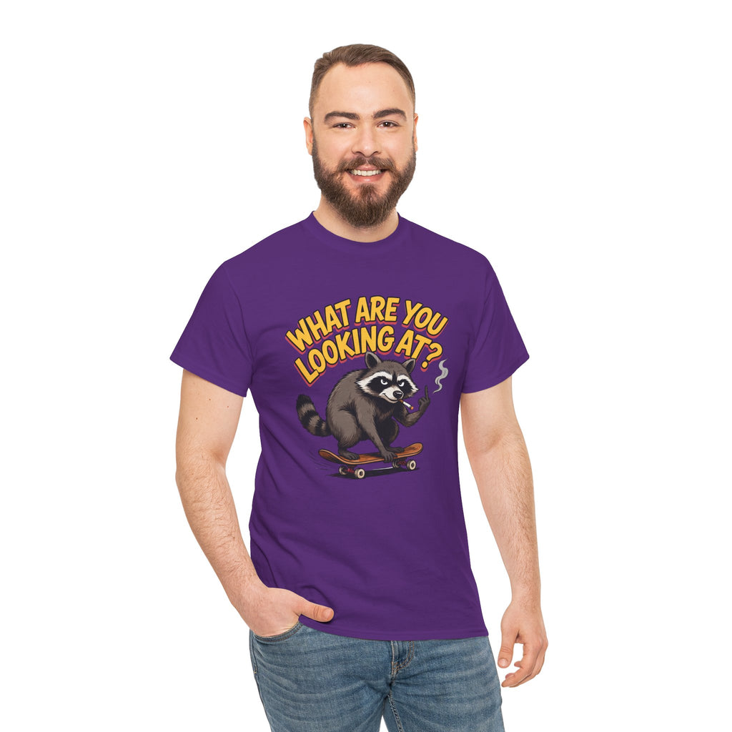 Funny Raccoon Graphic T-Shirt — What Are You Looking At Skater Humor Gift Tee