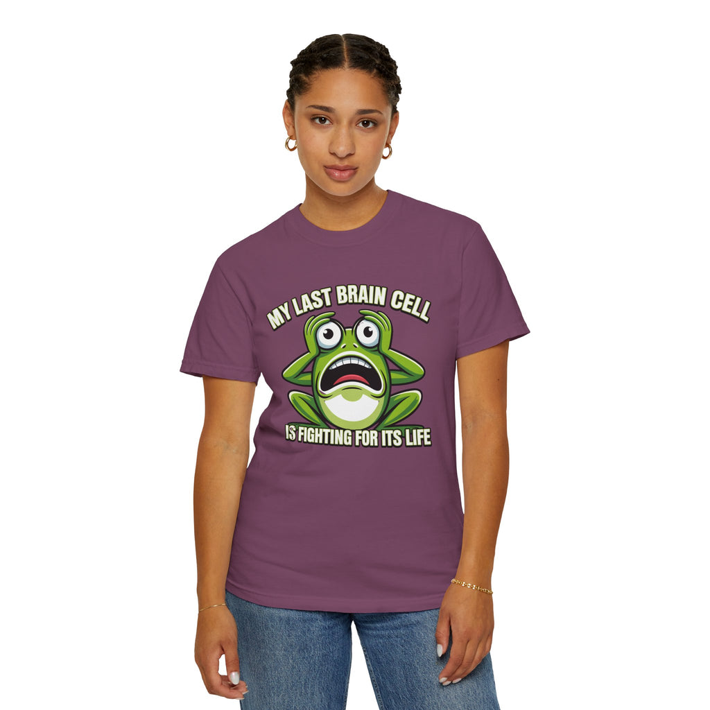Funny Frog Graphic T-Shirt — My Last Brain Cell Is Fighting For Its Life Humor Gift Tee for Women